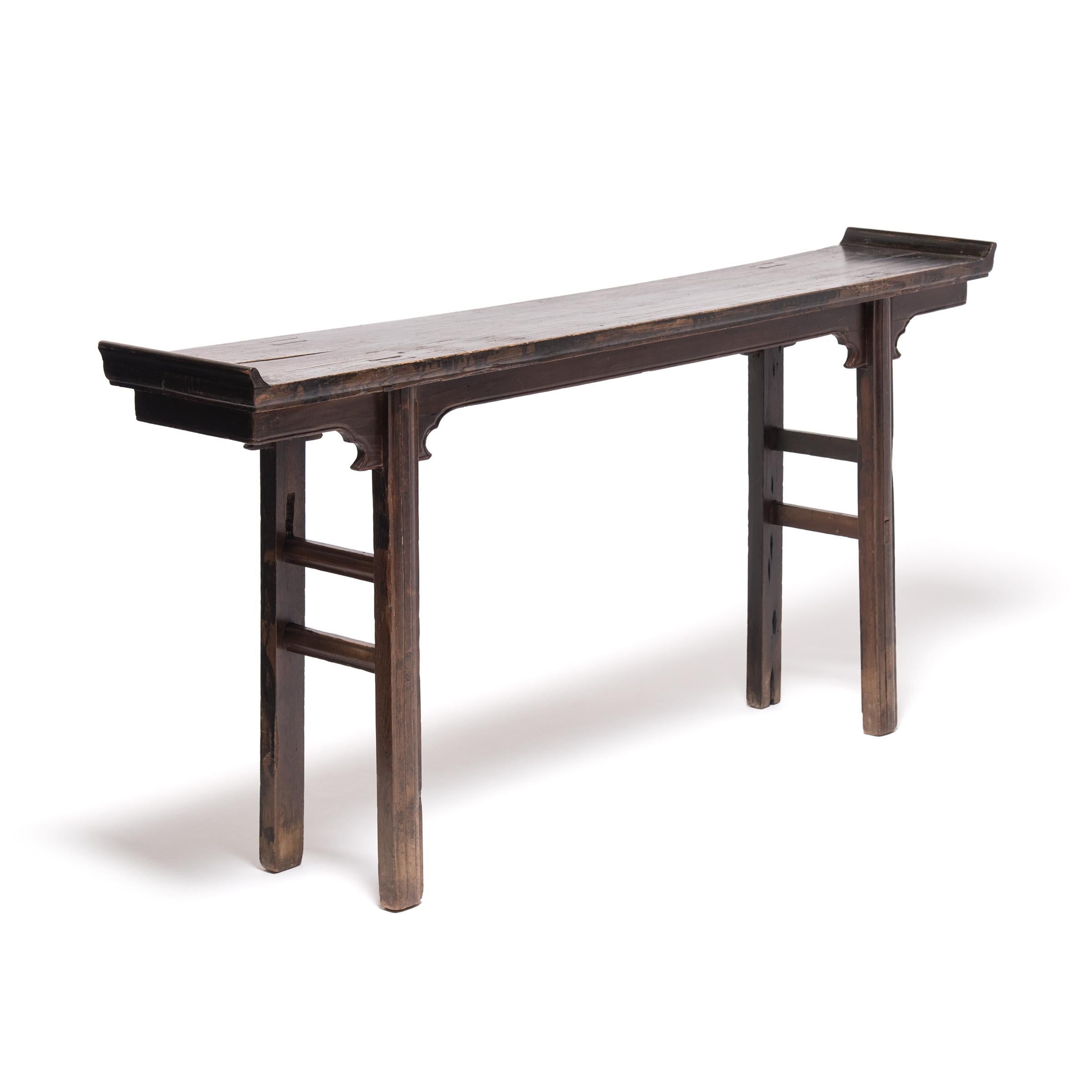 Qing Shallow Chinese Altar Table with Everted Ends, C. 1850