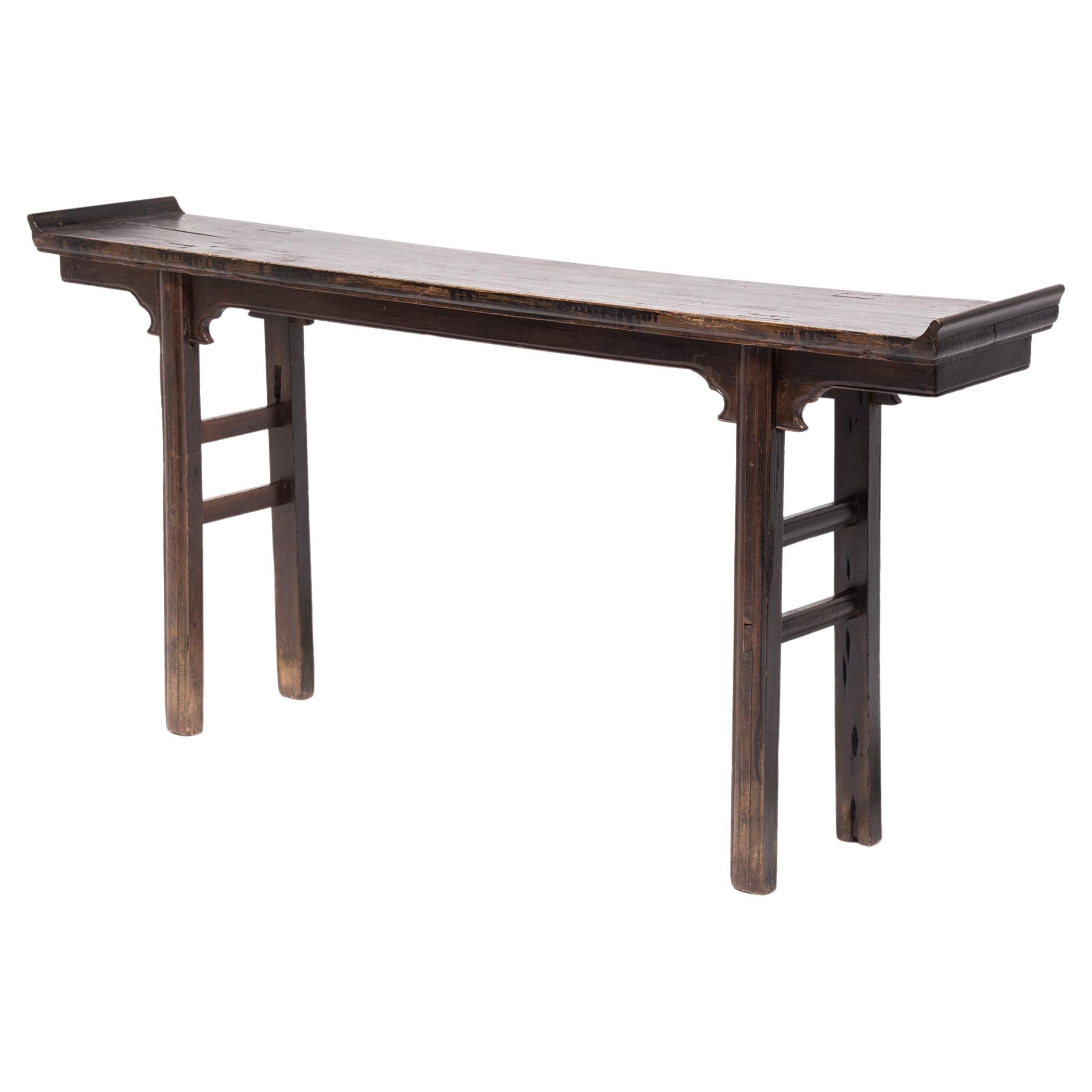 Shallow Chinese Altar Table with Everted Ends, C. 1850