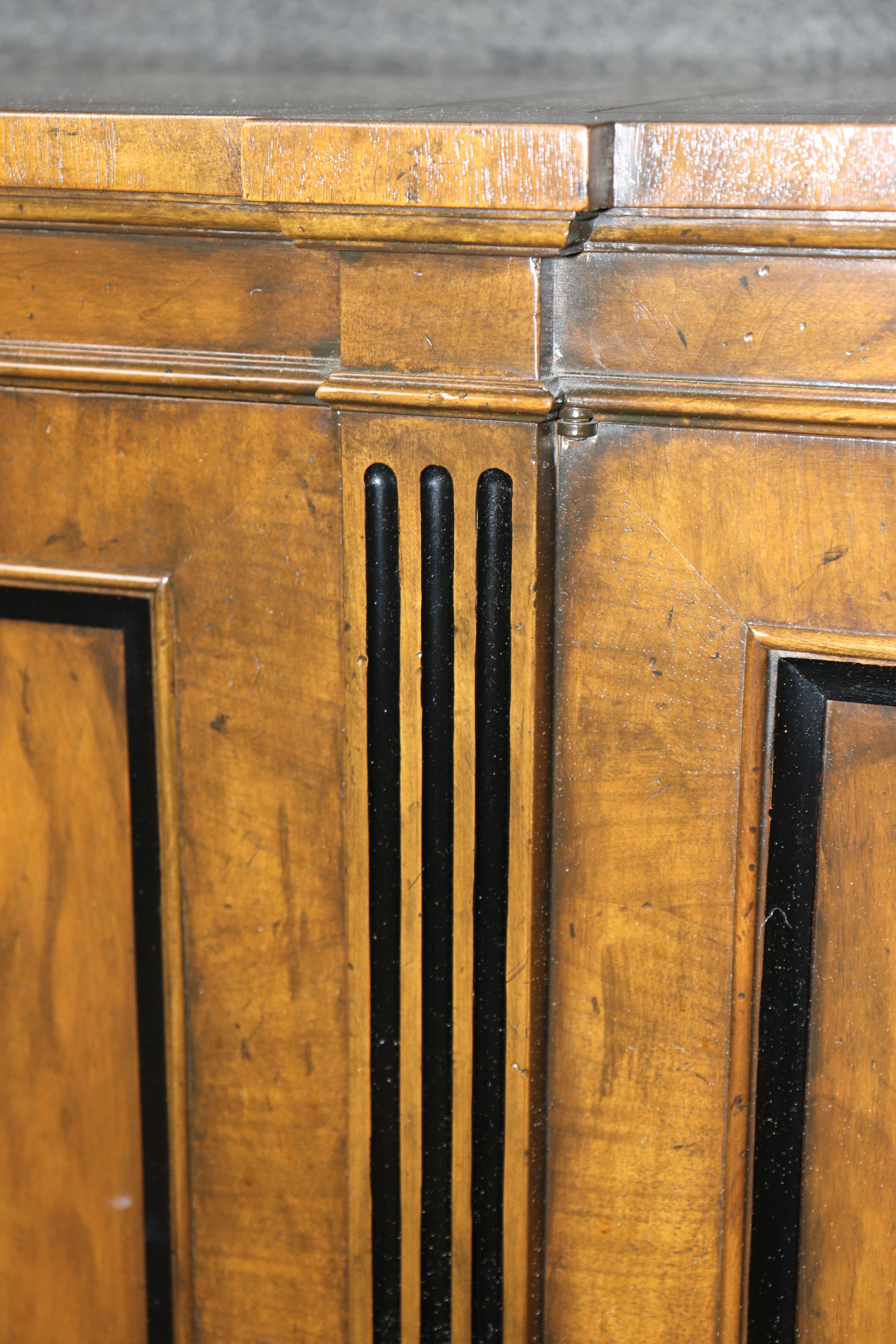 Shallow Depth Baker Furniture Directoire Figured Walnut Directoire Sideboard For Sale 5