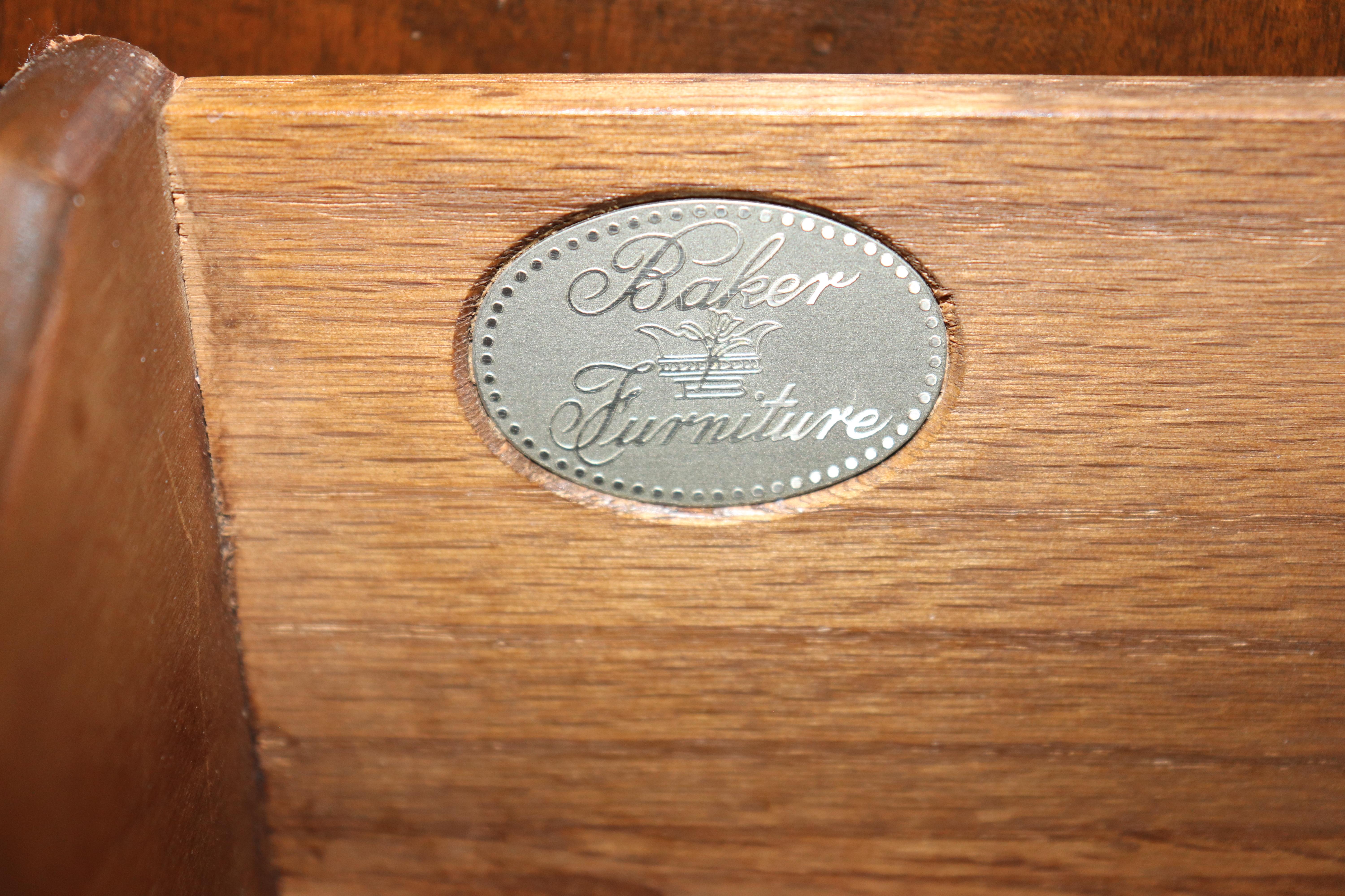 American Shallow Depth Baker Furniture Directoire Figured Walnut Directoire Sideboard For Sale