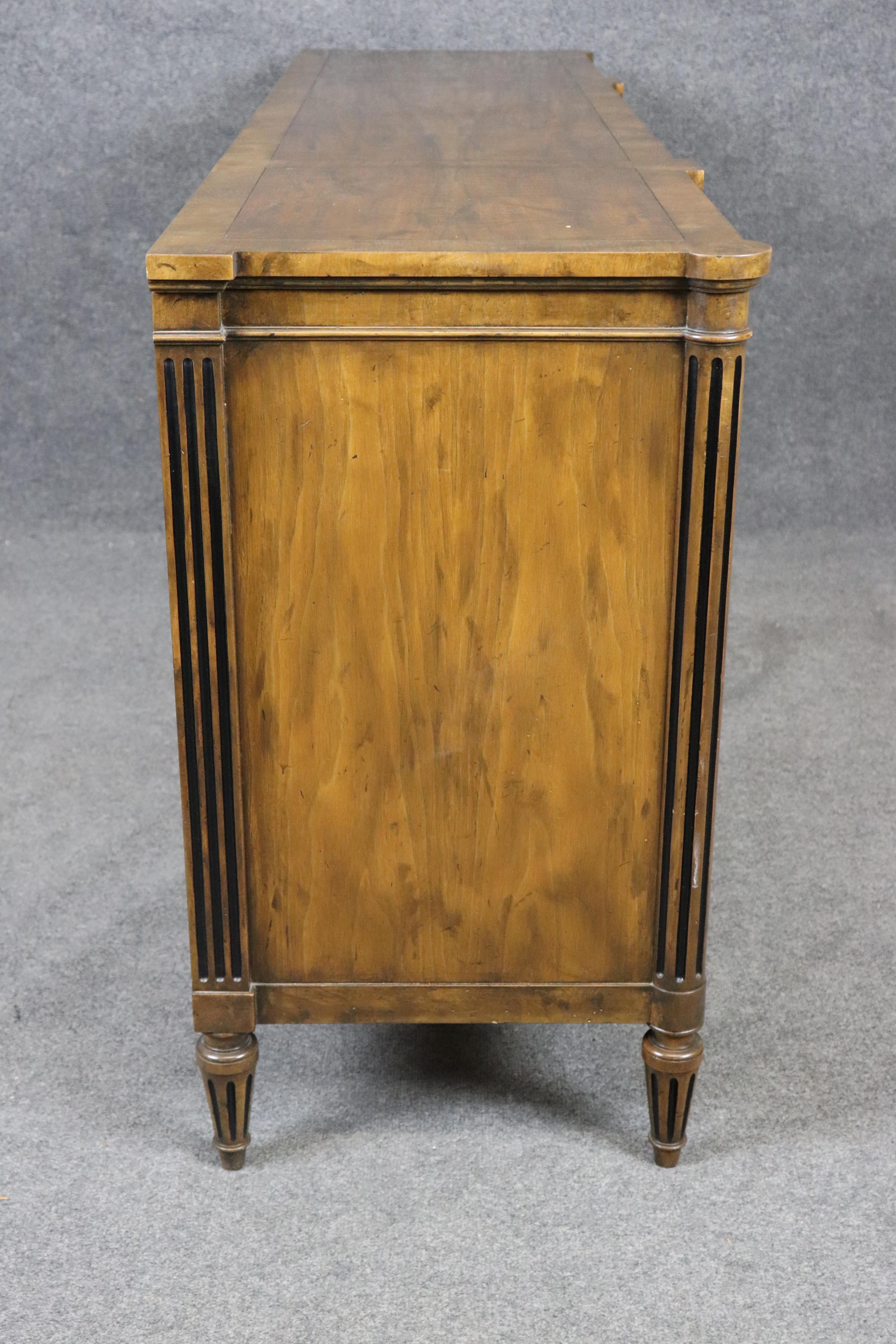Shallow Depth Baker Furniture Directoire Figured Walnut Directoire Sideboard For Sale 1
