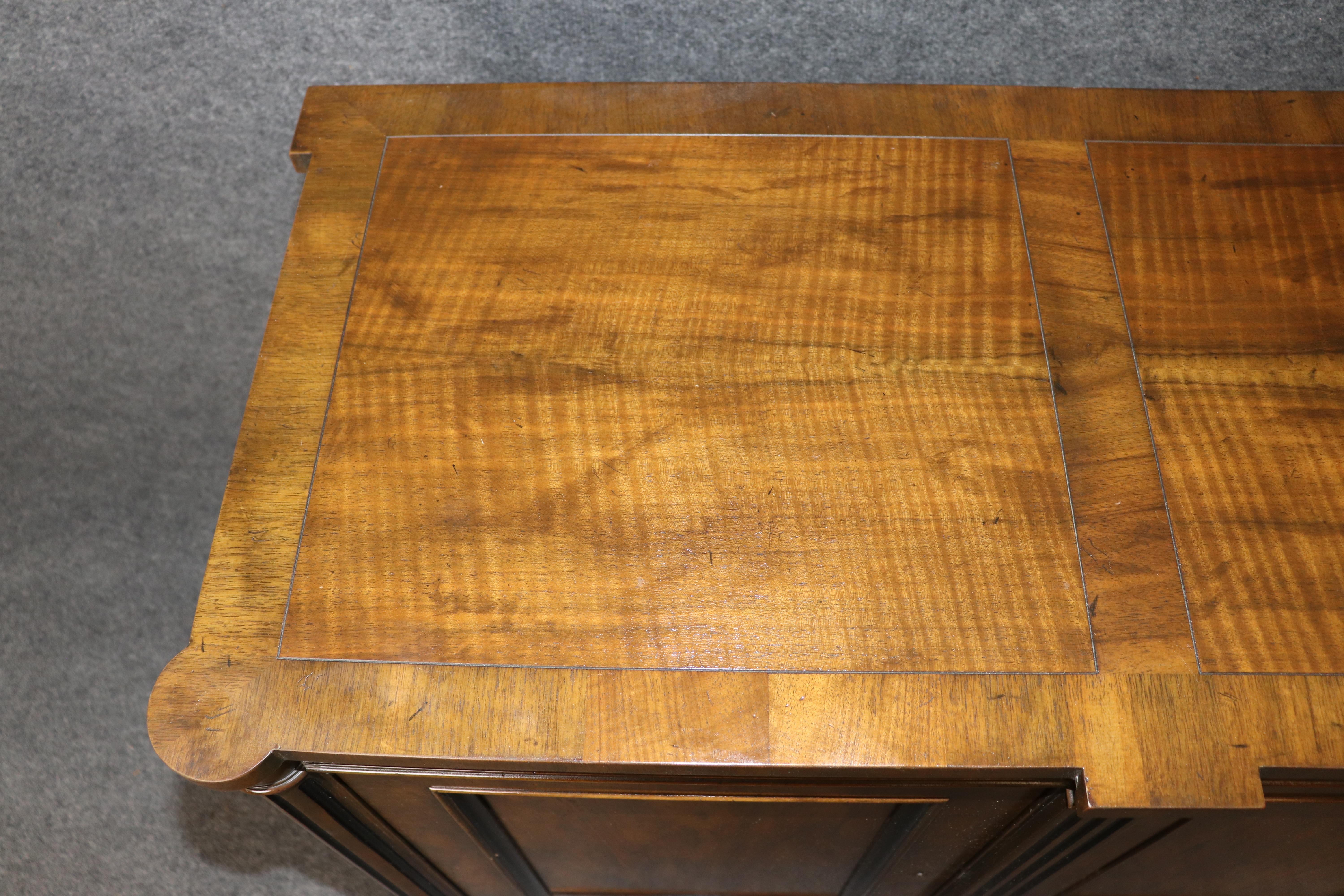 Shallow Depth Baker Furniture Directoire Figured Walnut Directoire Sideboard For Sale 2