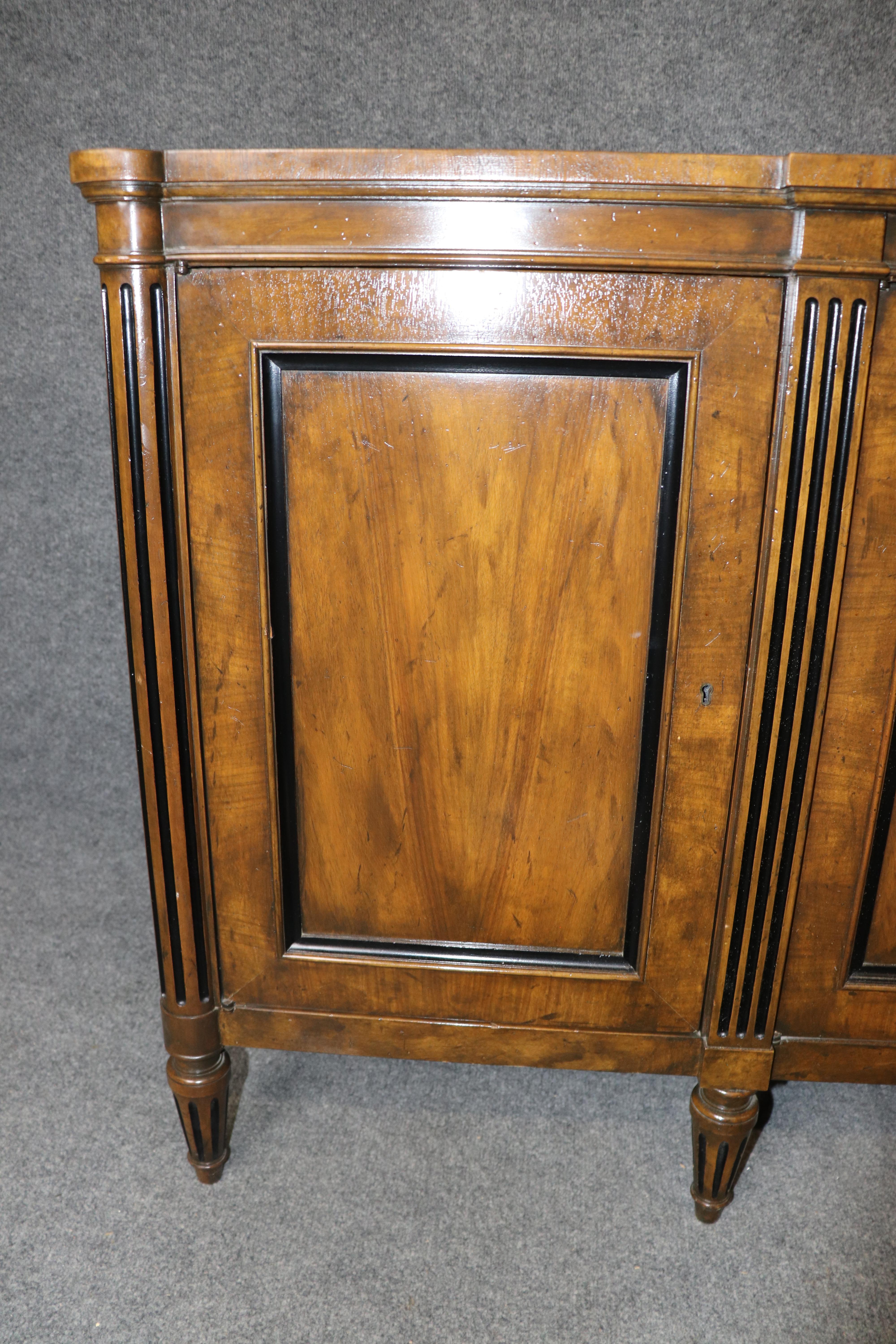 Shallow Depth Baker Furniture Directoire Figured Walnut Directoire Sideboard For Sale 4
