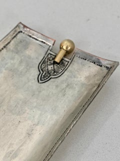 Shallow Hammered Silver Tray with Brass Detailing