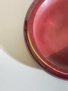Shallow Porcelain Lustre Bowl by Devon Lustre Fieldings, Cerise Pink, 1930s