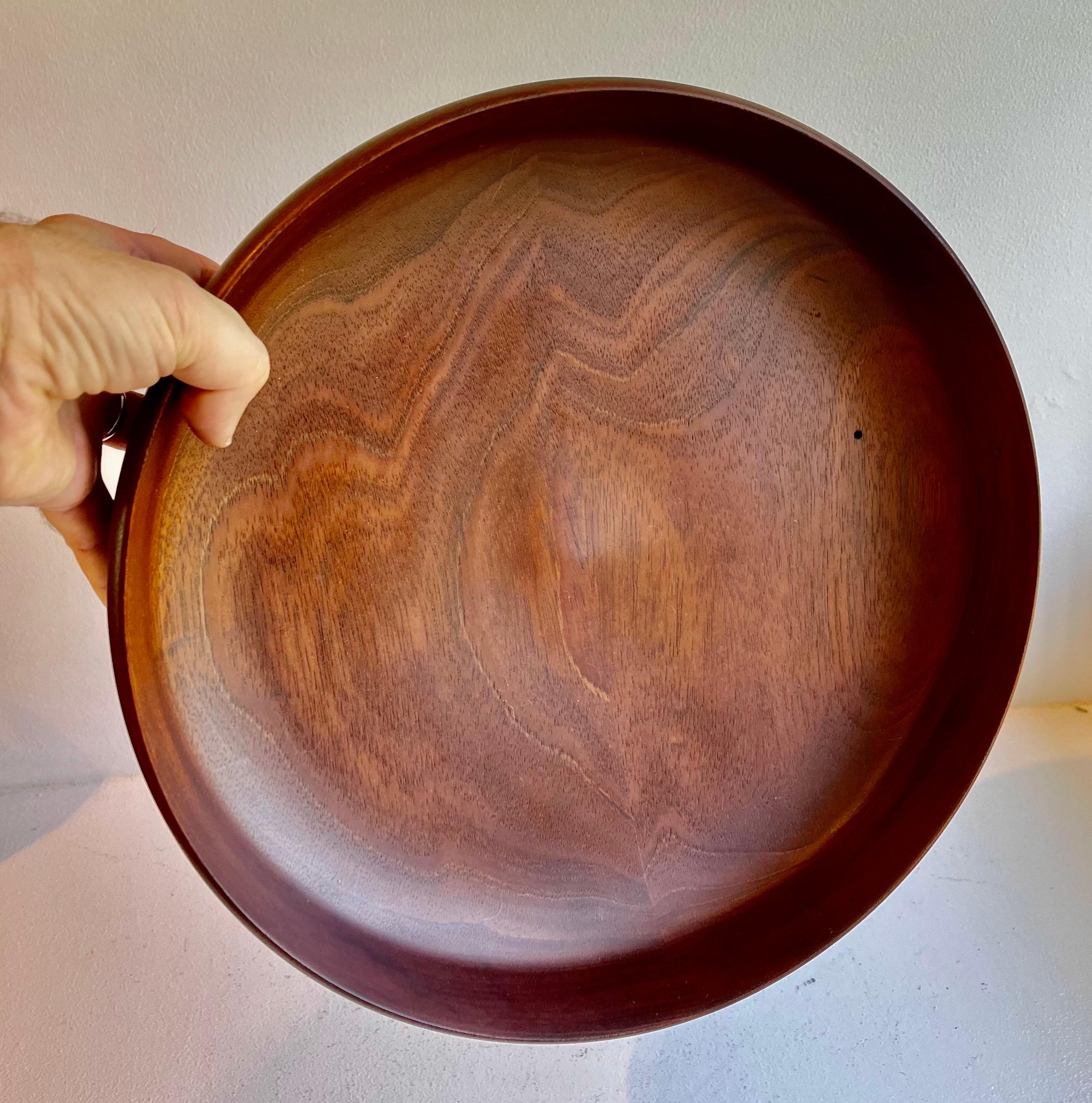 Shallow Thin Edge Turned Mahaogany Bowl For Sale 3