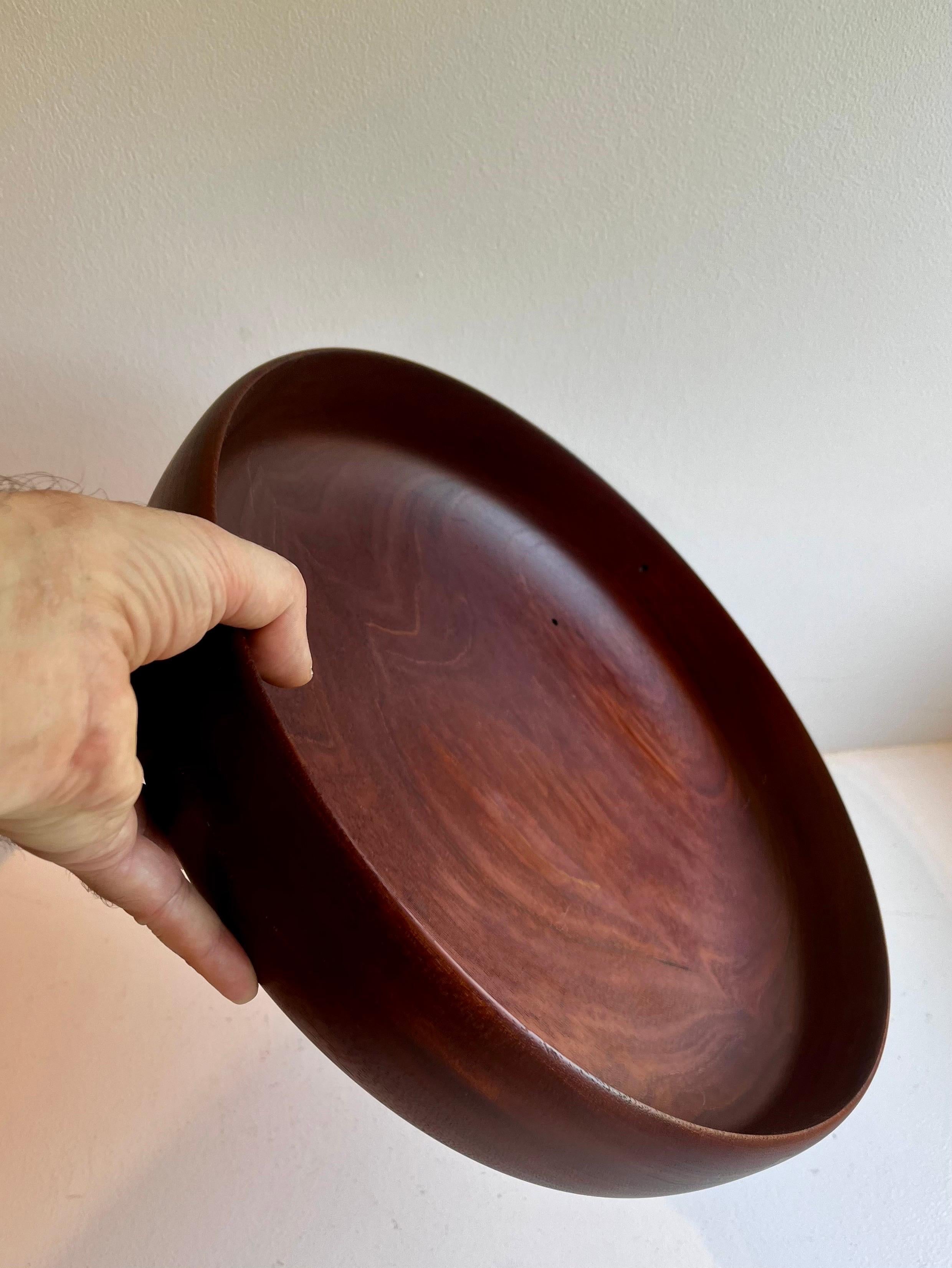 Shallow Thin Edge Turned Mahaogany Bowl For Sale 4
