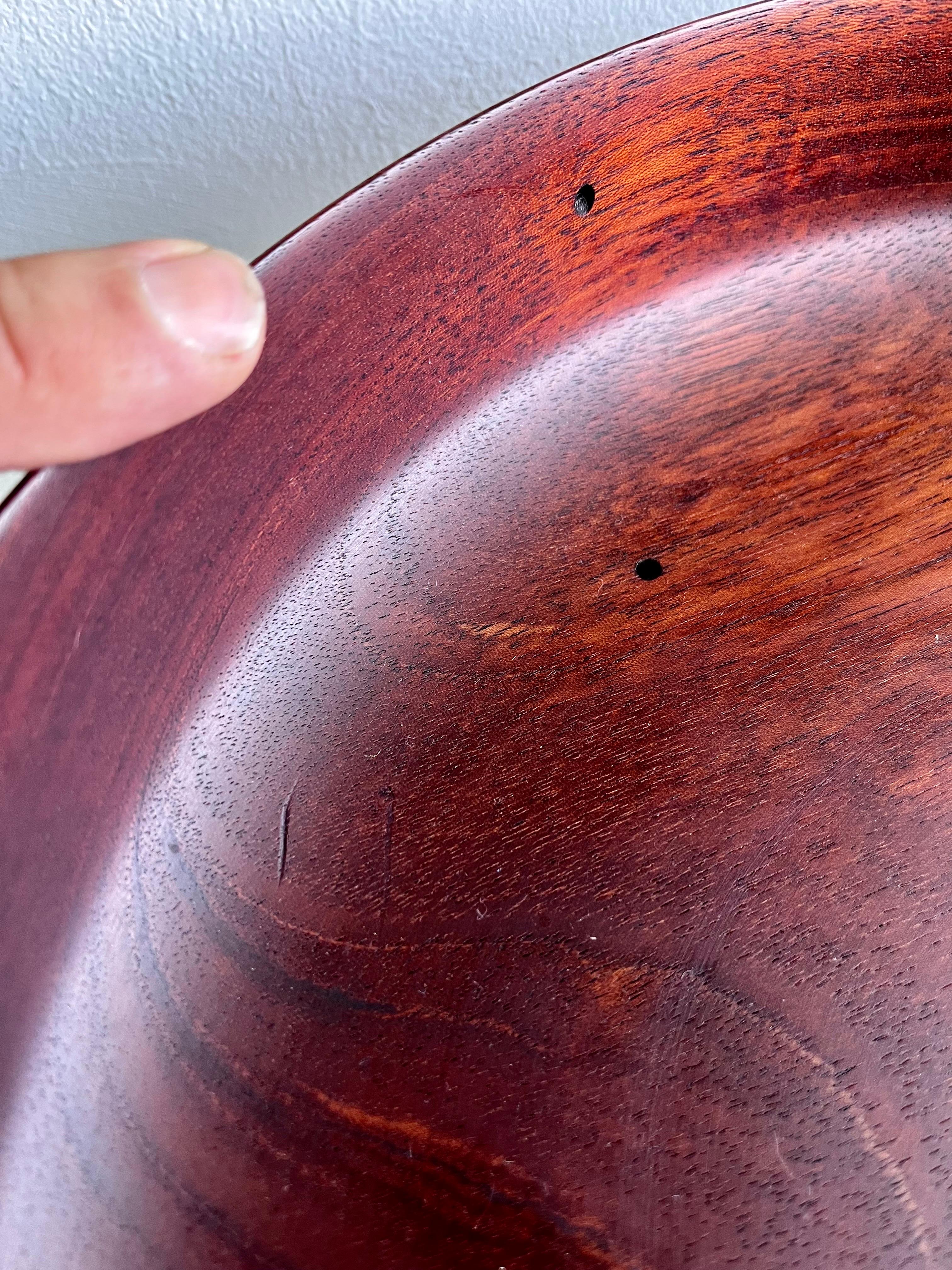 Shallow Thin Edge Turned Mahaogany Bowl For Sale 6