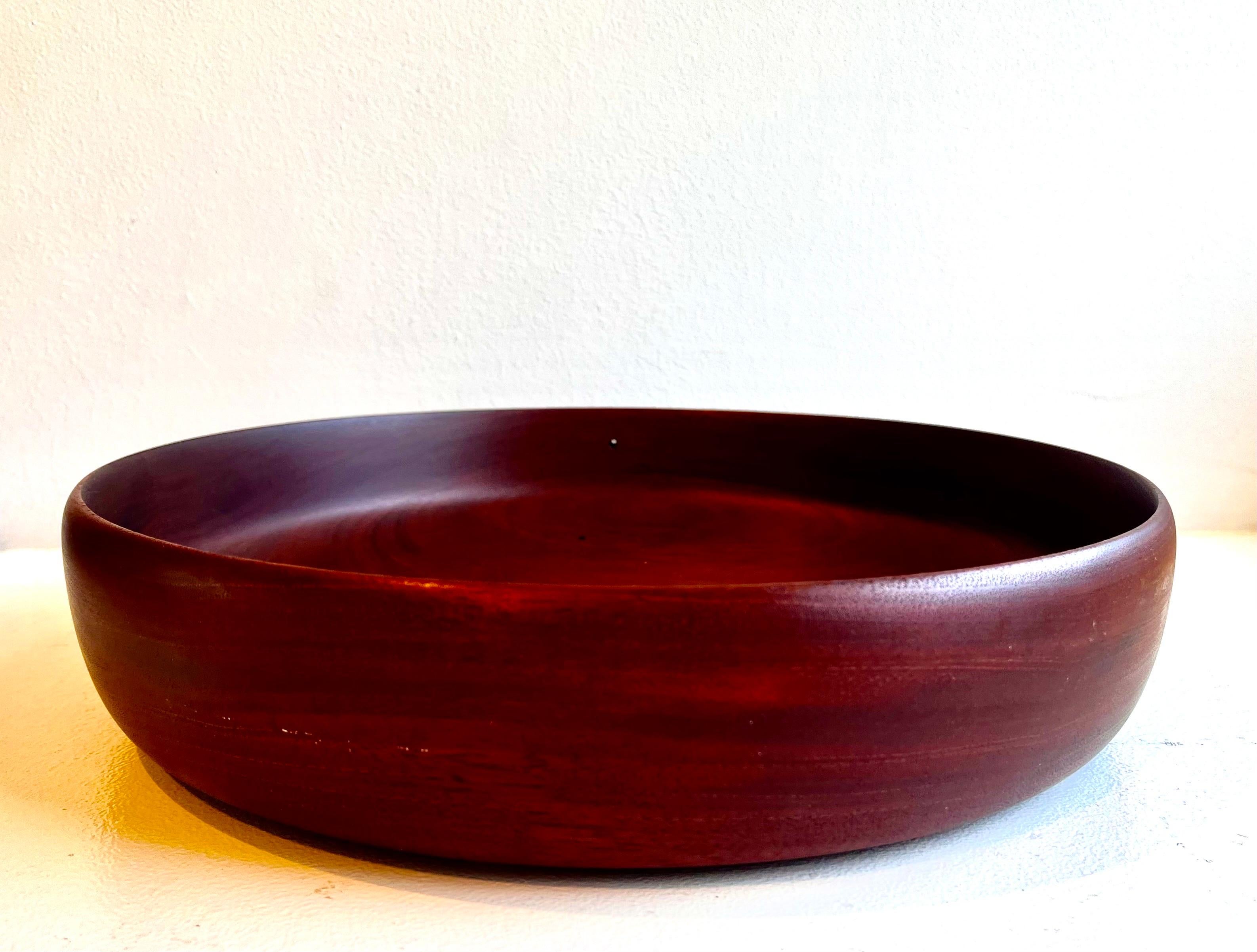 Shallow Thin Edge Turned Mahaogany Bowl In Good Condition For Sale In Philadelphia, PA