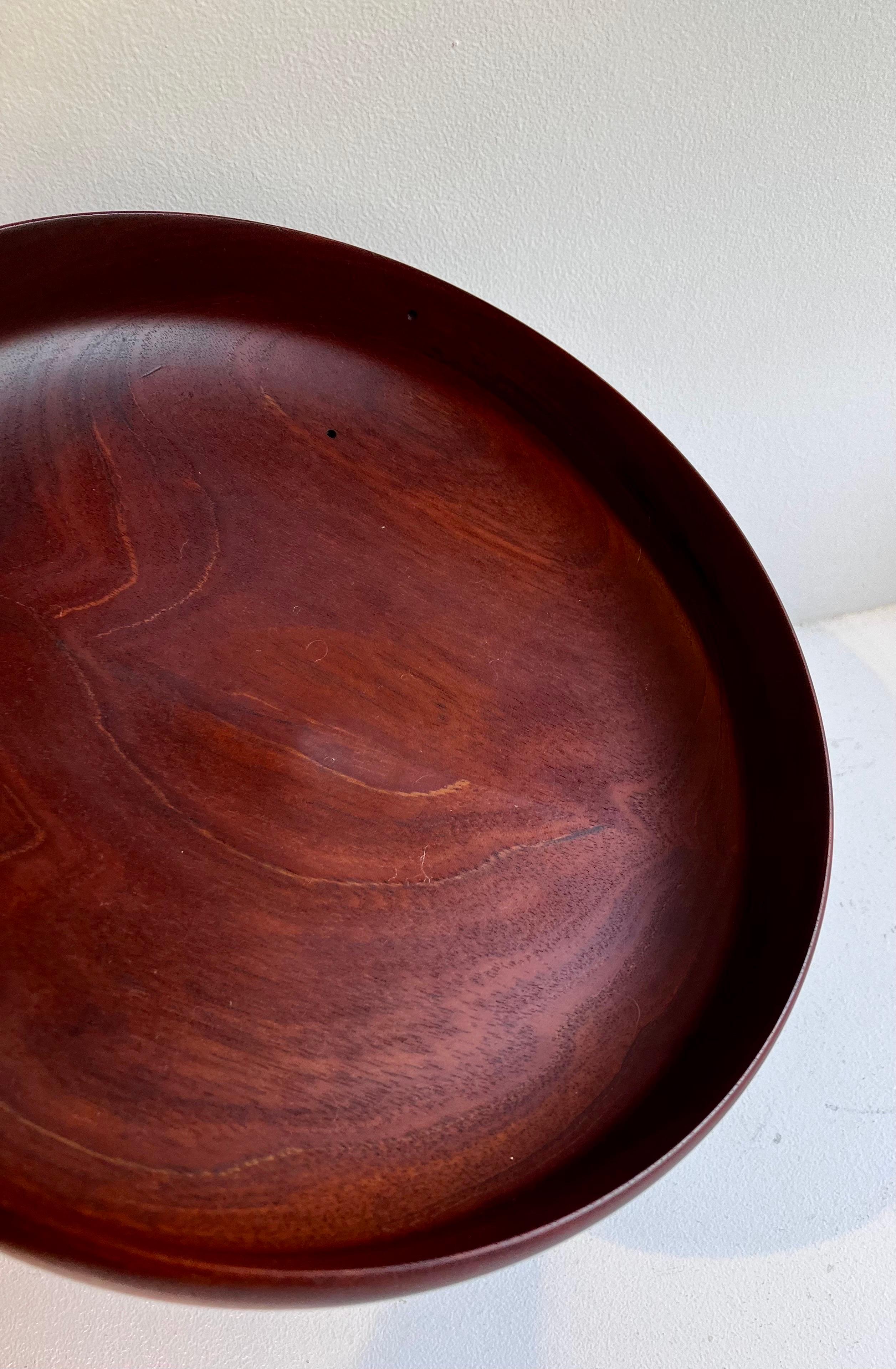 20th Century Shallow Thin Edge Turned Mahaogany Bowl For Sale