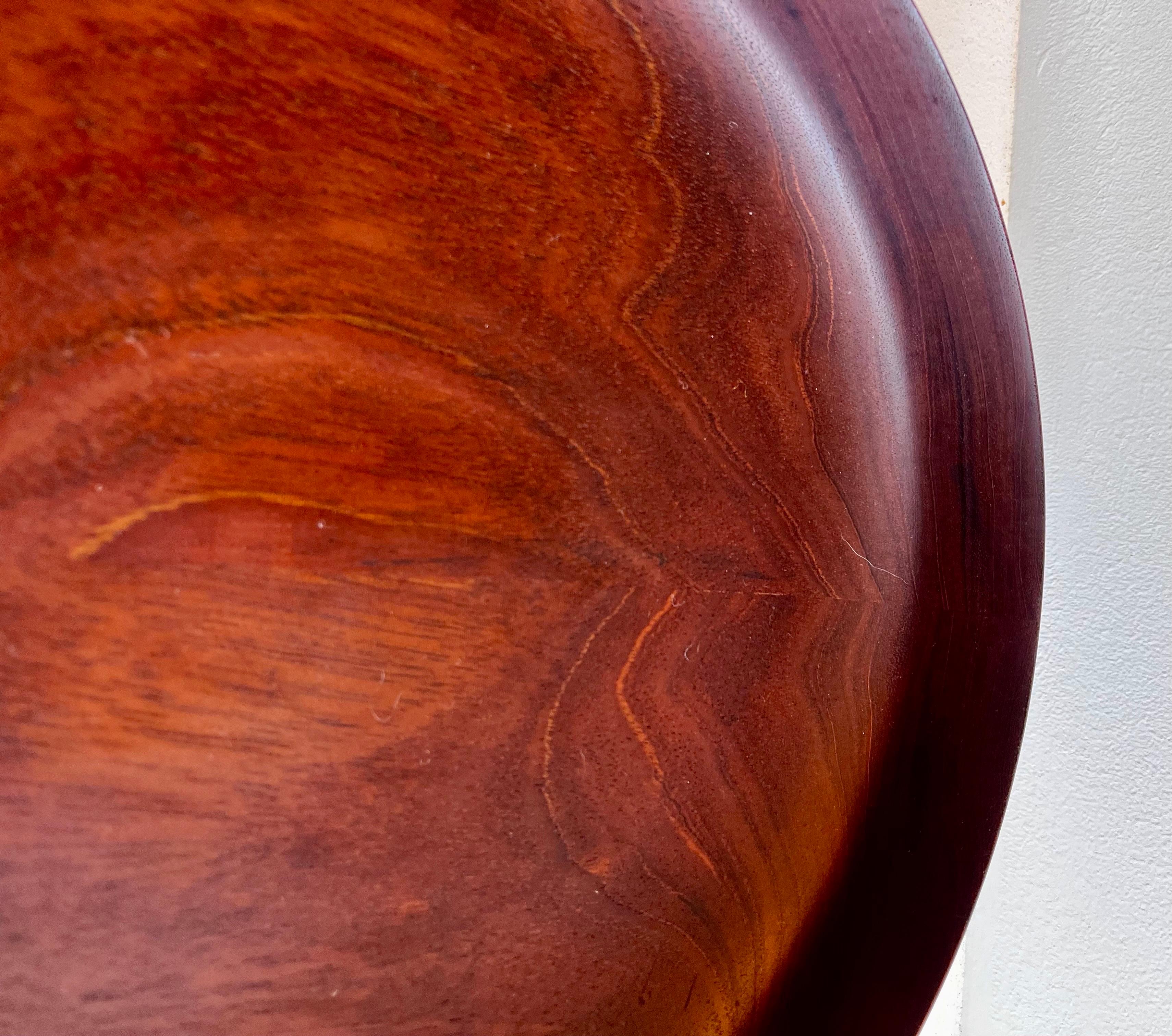 Shallow Thin Edge Turned Mahaogany Bowl For Sale 1