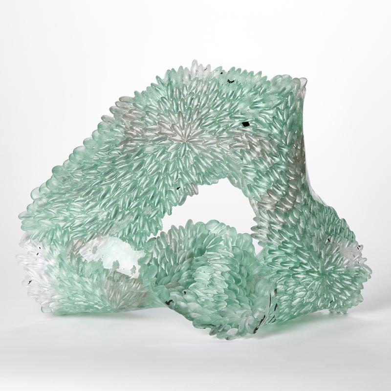Organic Modern Shallow Water II, a jade & light grey cast sculpture by Nina Casson McGarva For Sale