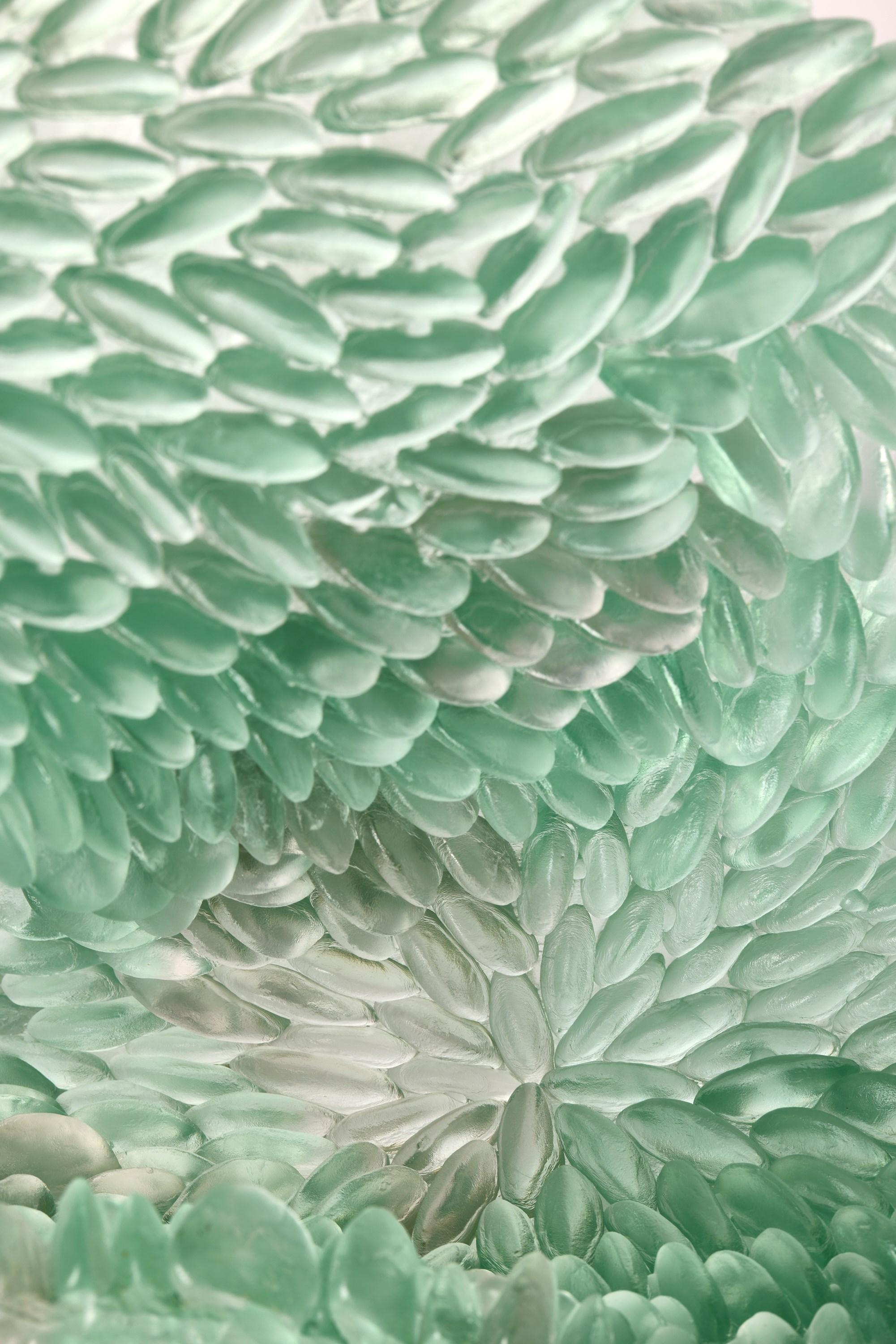 British Shallow Water II, a jade & light grey cast sculpture by Nina Casson McGarva For Sale