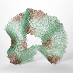Shallow Water III, a jade & grey standing glass sculpture by Nina Casson McGarva
