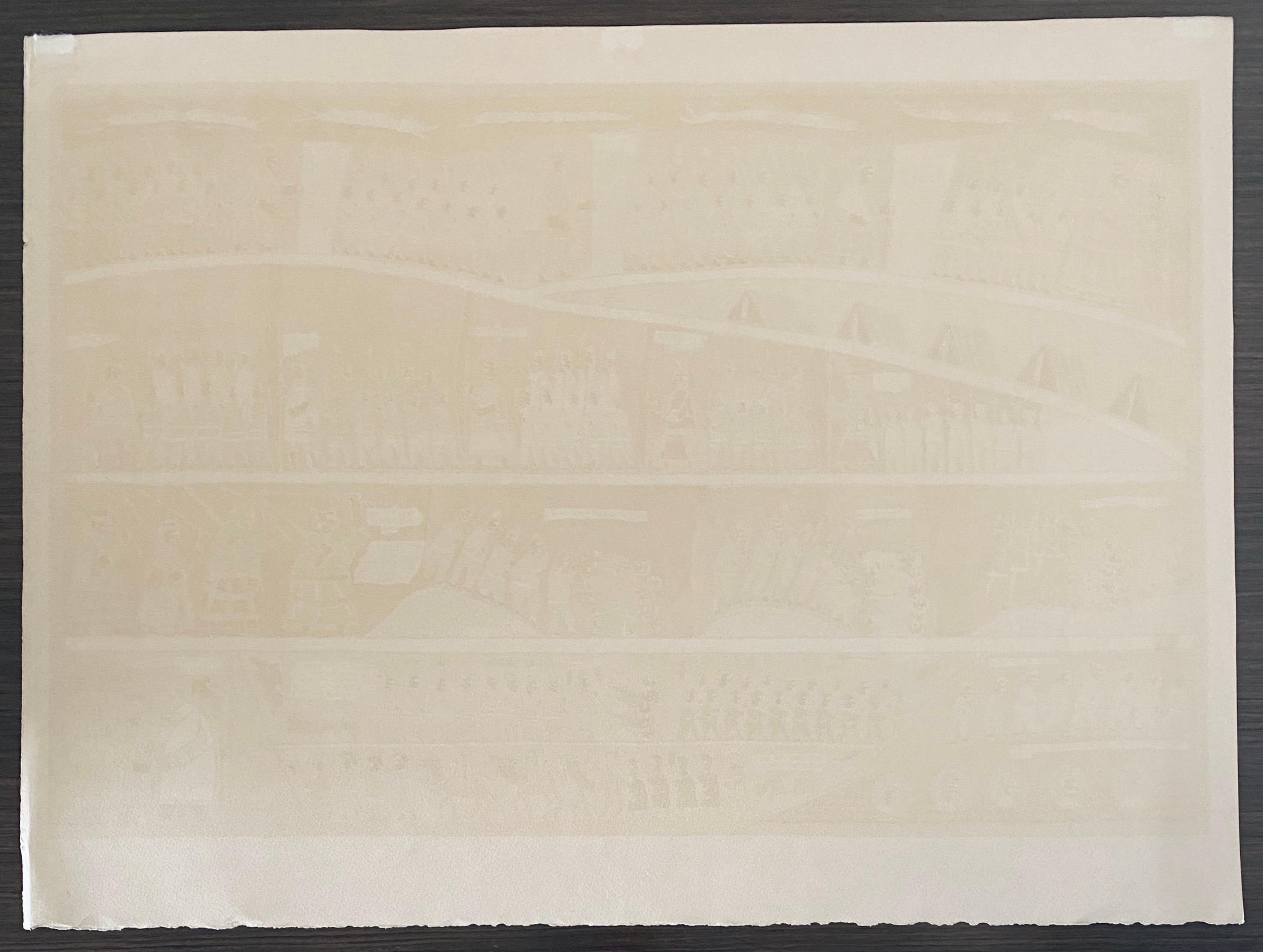 Israeli Folk Art Hebrew Naive Judaica Lithograph 1