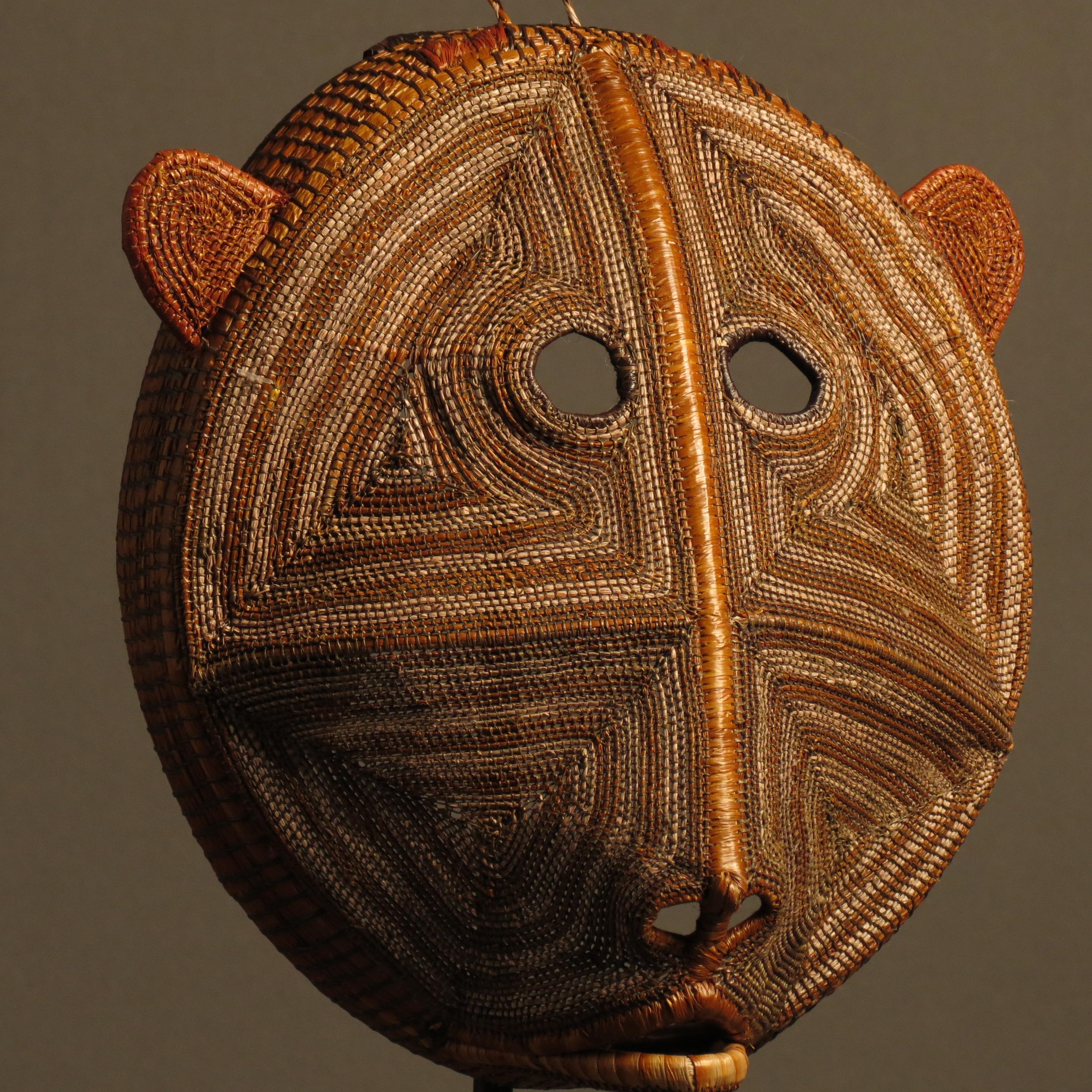 Embroidered Shamanic mask made by tribes in the jungle For Sale