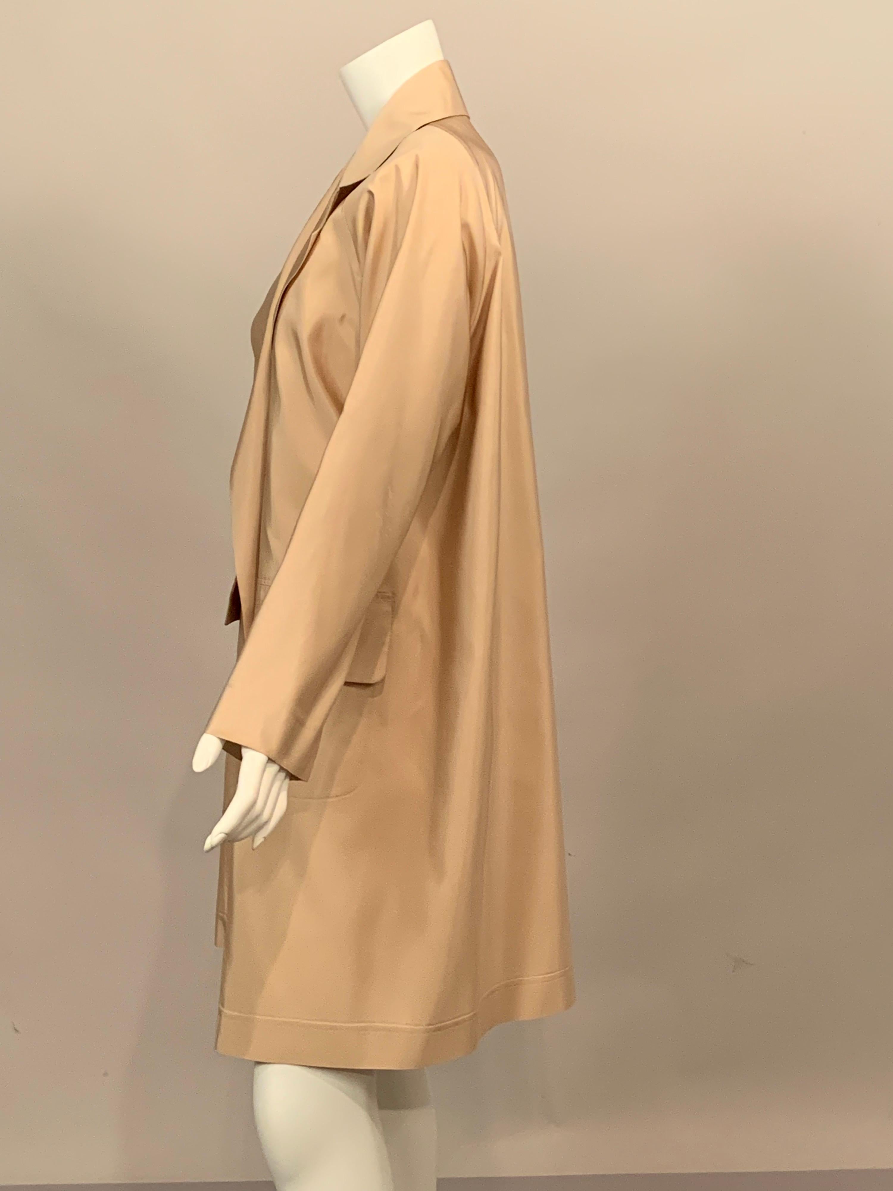 Shamask  Khaki Colored Silk Coat In Excellent Condition In New Hope, PA