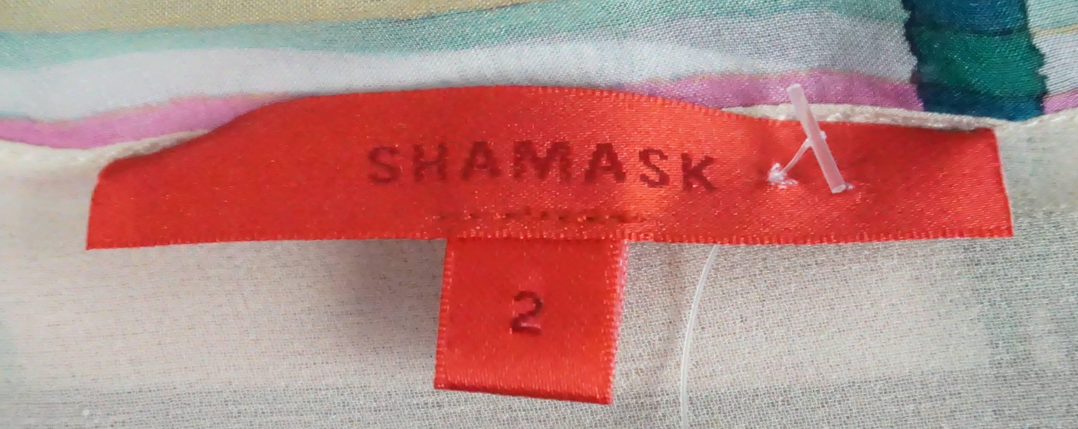 Women's or Men's Shamask Multi Colored Silk Chiffon Top 
