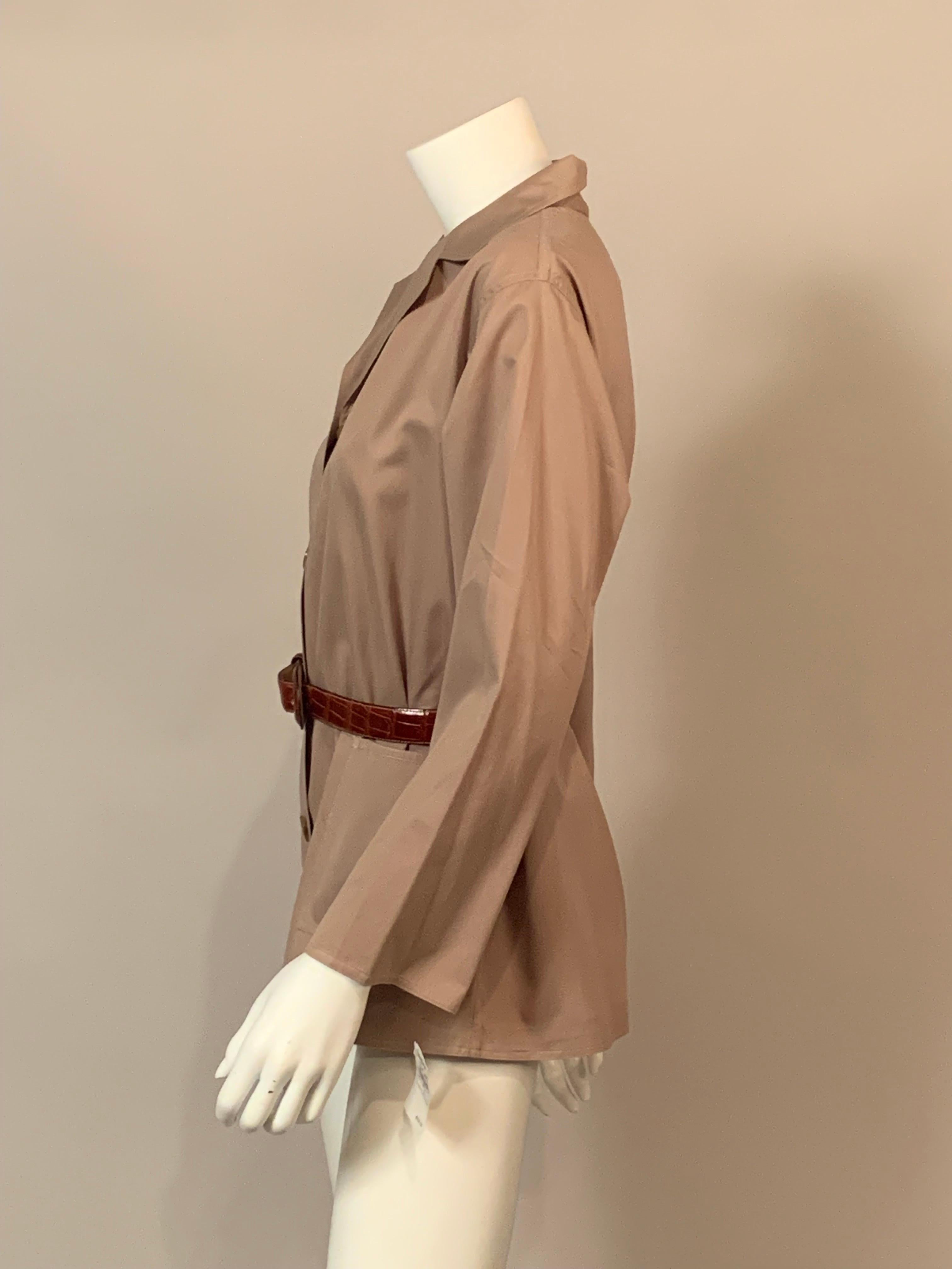 Brown Shamask Safari Style Cotton Jacket with Original Price Tag For Sale