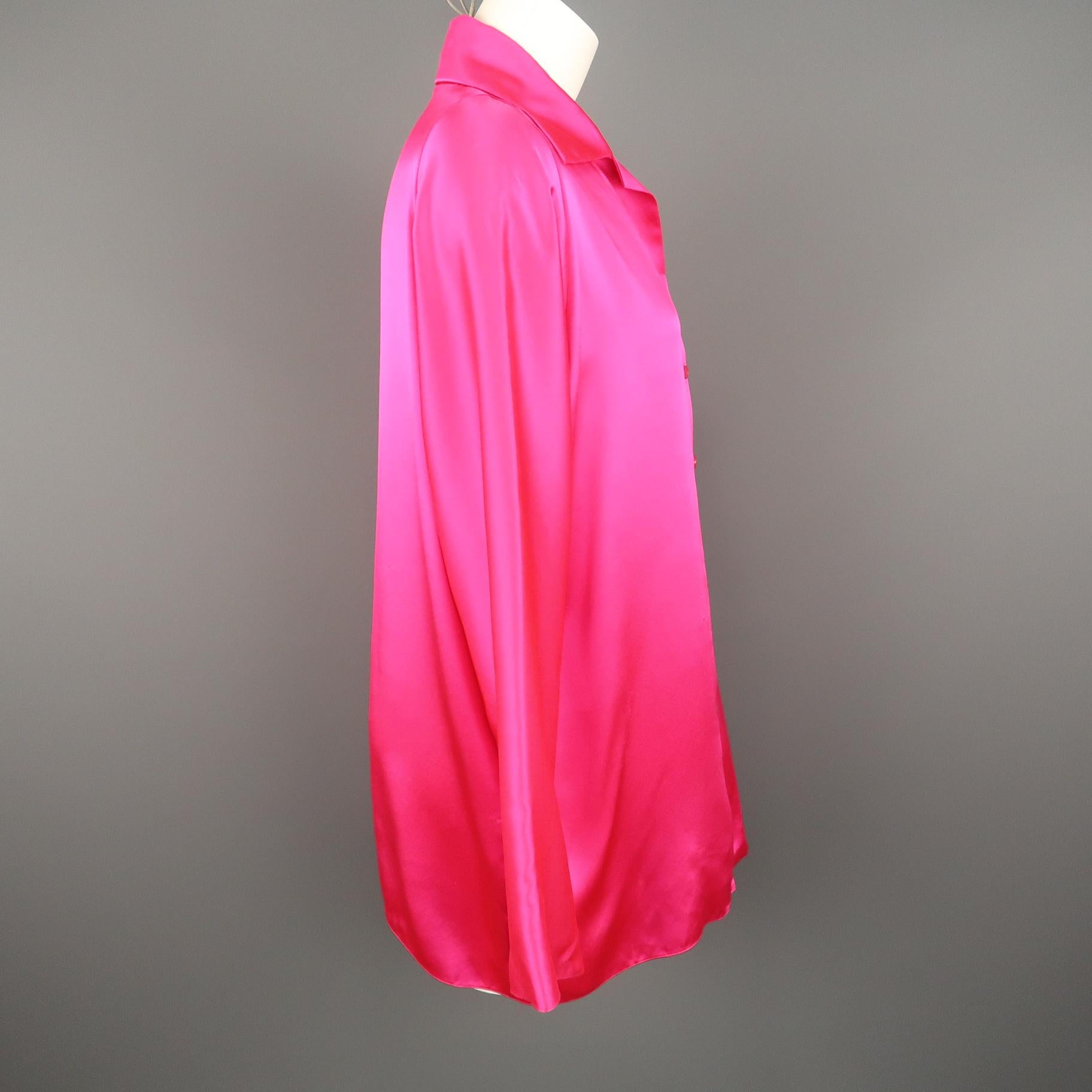 fuchsia pink silk top