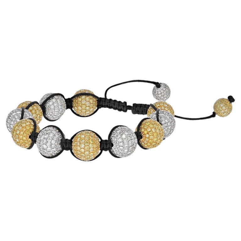 Shamballa 18K White Gold White and Yellow Diamond Bracelet For Sale at  1stDibs | shambalile, shamballa bracelet trend