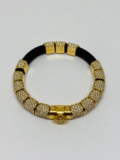 Shamballa Jewels 12ct Diamant 18K Gelbgold und Lederarmband