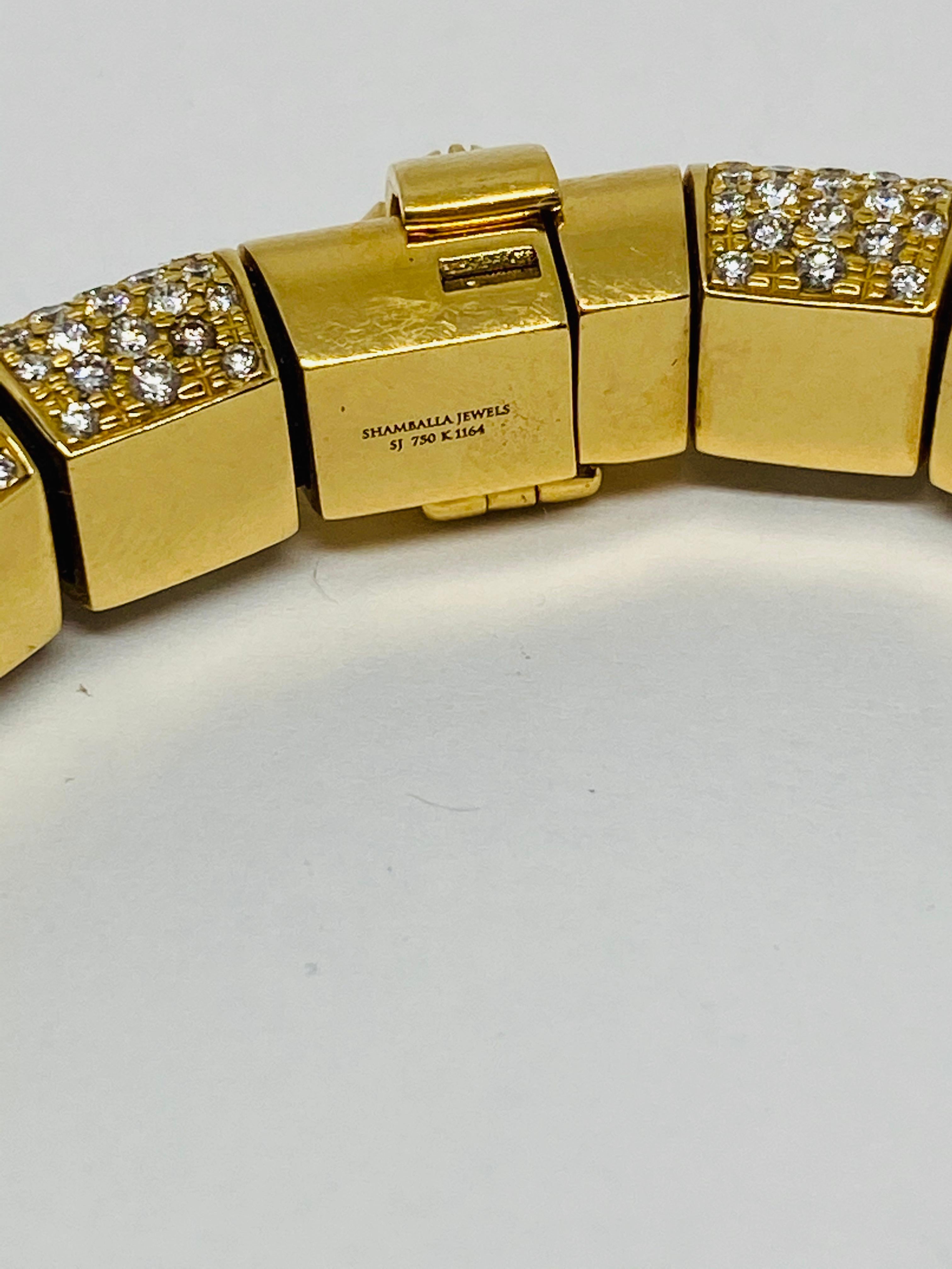 Shamballa Jewels 12ct Diamond 18K Yellow Gold and Leather Bracelet  1