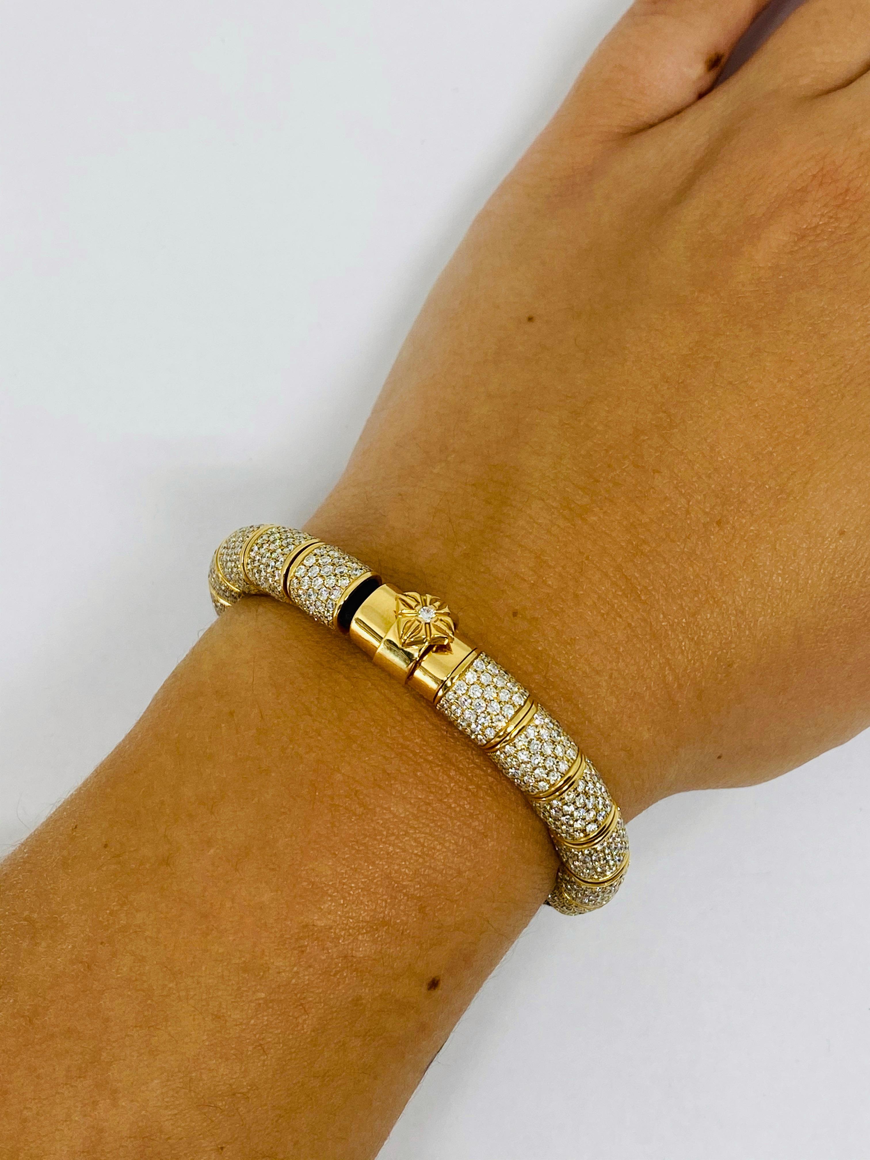 Shamballa Jewels 12ct Diamond 18K Yellow Gold and Leather Bracelet  3