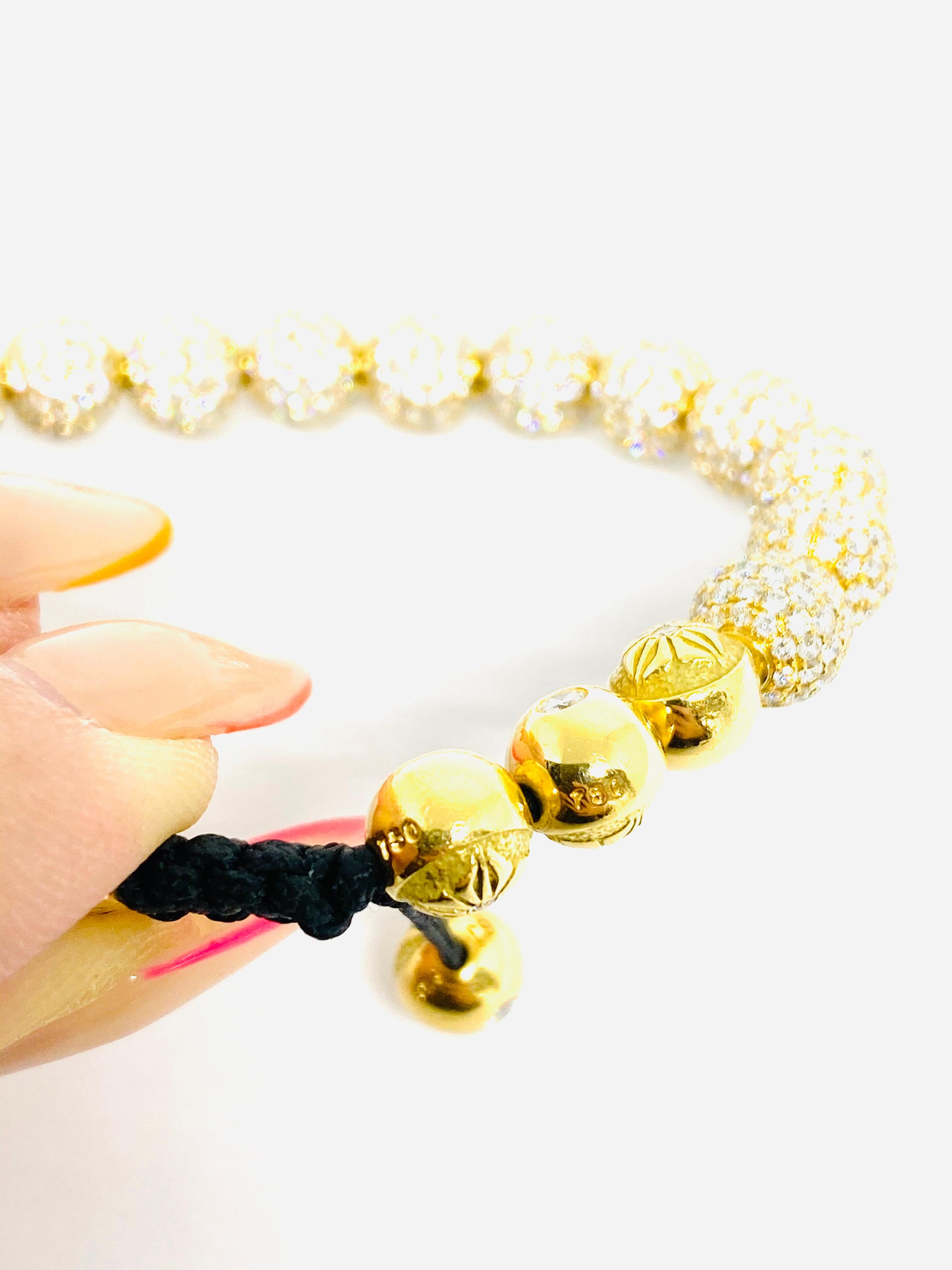 SHAMBALLA Jewels 6mm Non- Braided 18K Yellow Gold 9.5ct Diamond Beads Bracelet 2