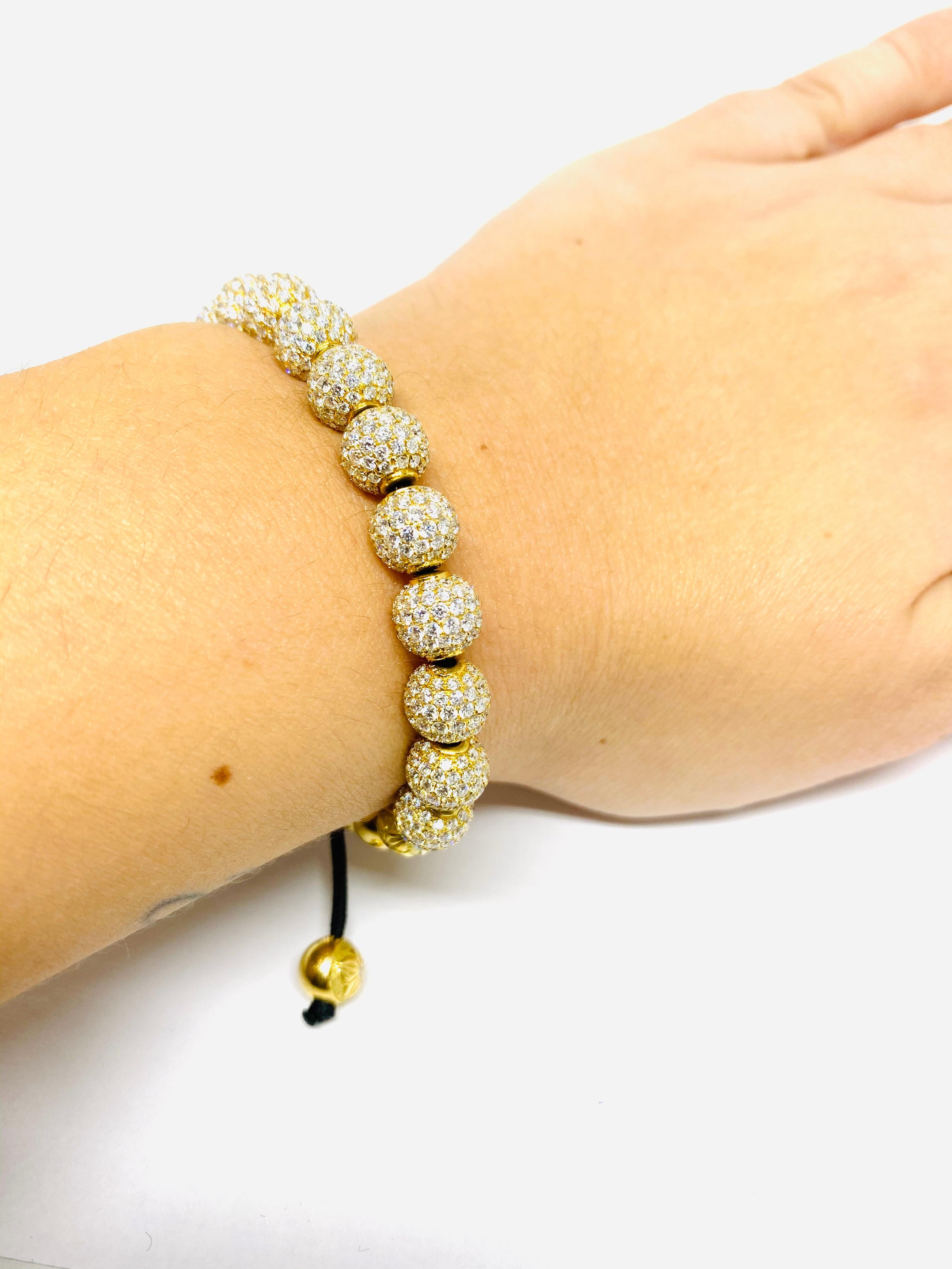 SHAMBALLA Jewels 6mm Non- Braided 18K Yellow Gold 9.5ct Diamond Beads Bracelet 4