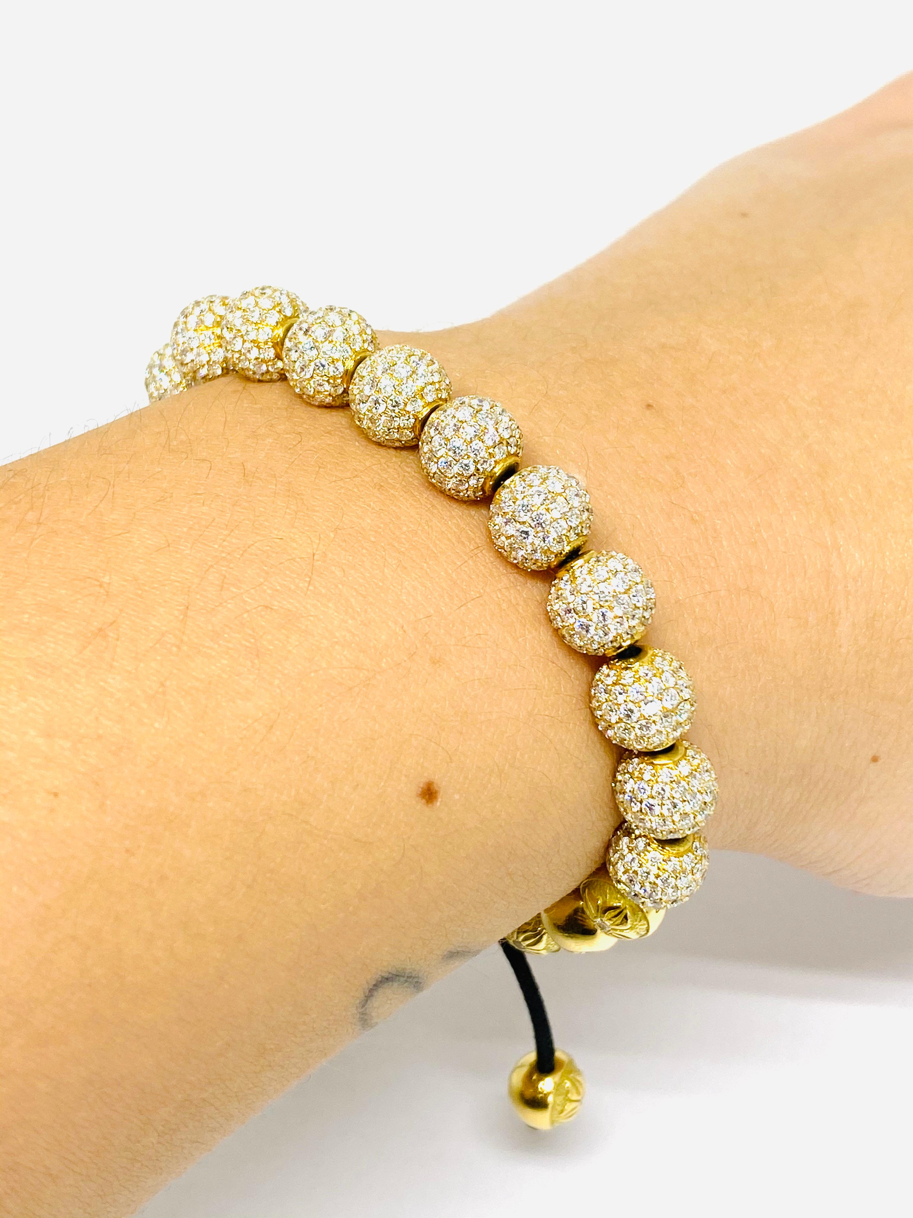 SHAMBALLA Jewels 6mm Non- Braided 18K Yellow Gold 9.5ct Diamond Beads Bracelet 5