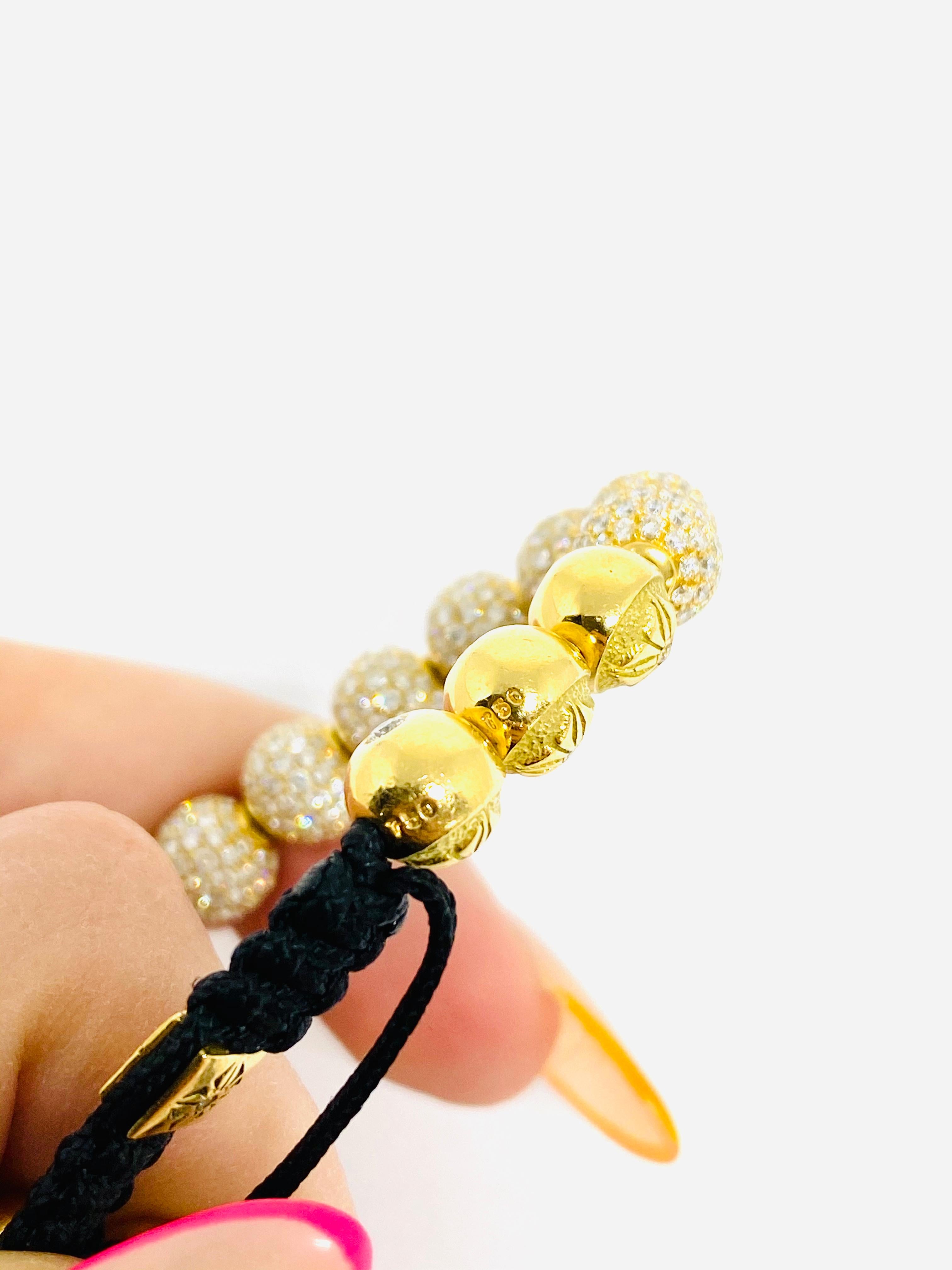Modern SHAMBALLA Jewels 6mm Non- Braided 18K Yellow Gold 9.5ct Diamond Beads Bracelet