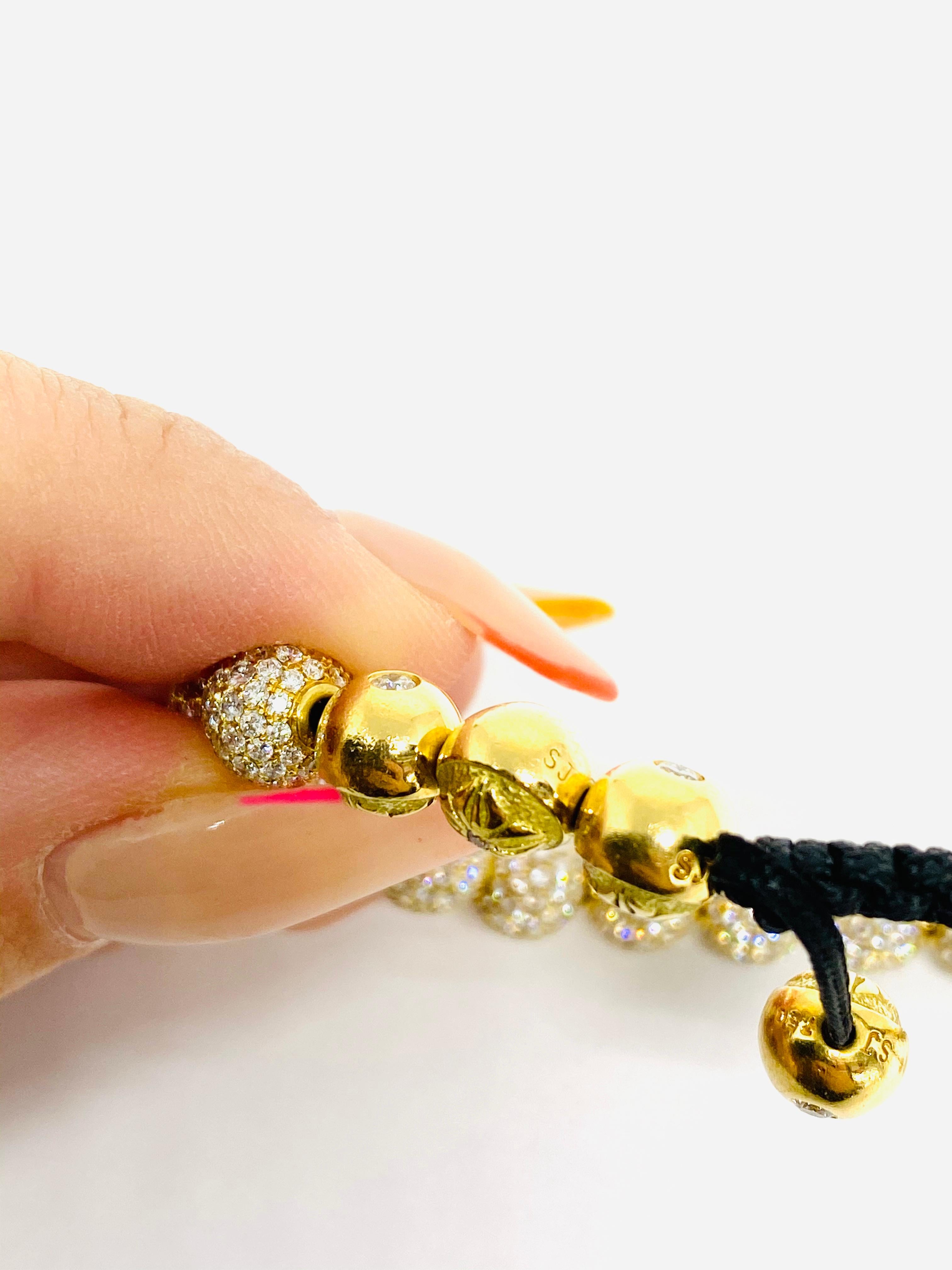 Women's or Men's SHAMBALLA Jewels 6mm Non- Braided 18K Yellow Gold 9.5ct Diamond Beads Bracelet