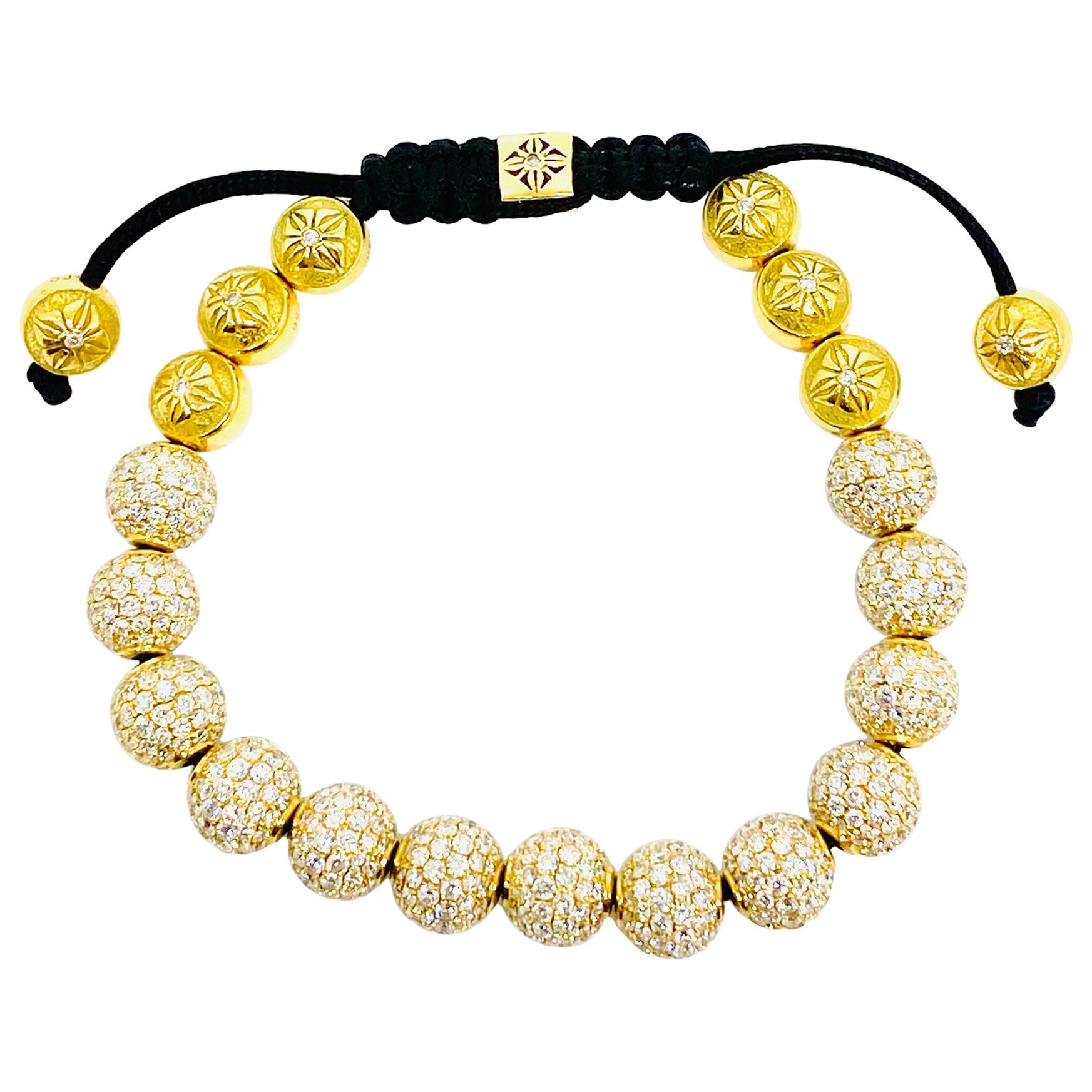 SHAMBALLA Jewels 6mm Non- Braided 18K Yellow Gold 9.5ct Diamond Beads Bracelet
