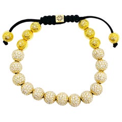 Used SHAMBALLA Jewels 6mm Non- Braided 18K Yellow Gold 9.5ct Diamond Beads Bracelet