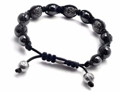 Shamballa Jewels Black Diamond Keramik-Makramee-Armband in Schwarz- und Weißgold