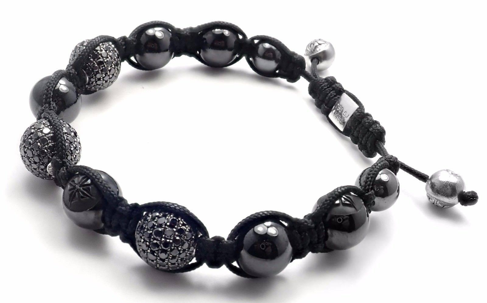 Shamballa Jewels Black Diamond Keramik-Makramee-Armband in Schwarz- und Weißgold im Zustand „Neu“ in Holland, PA
