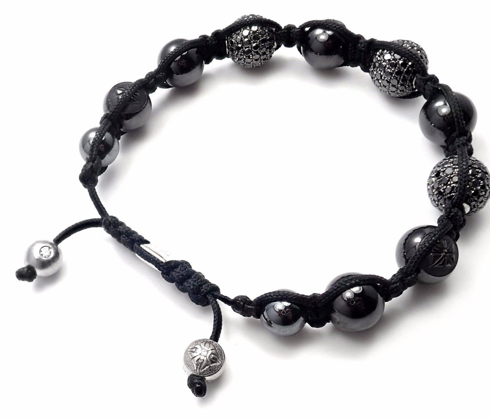 Shamballa Jewels Black Diamond Keramik-Makramee-Armband in Schwarz- und Weißgold 2