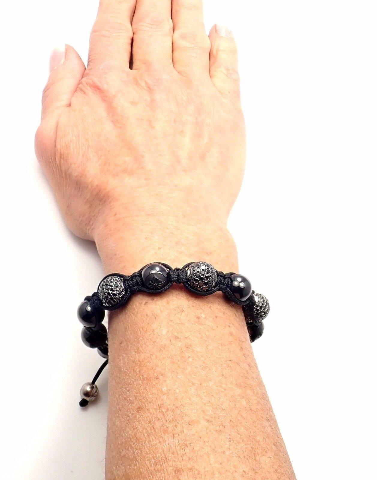 Shamballa Jewels Black Diamond Keramik-Makramee-Armband in Schwarz- und Weißgold 3