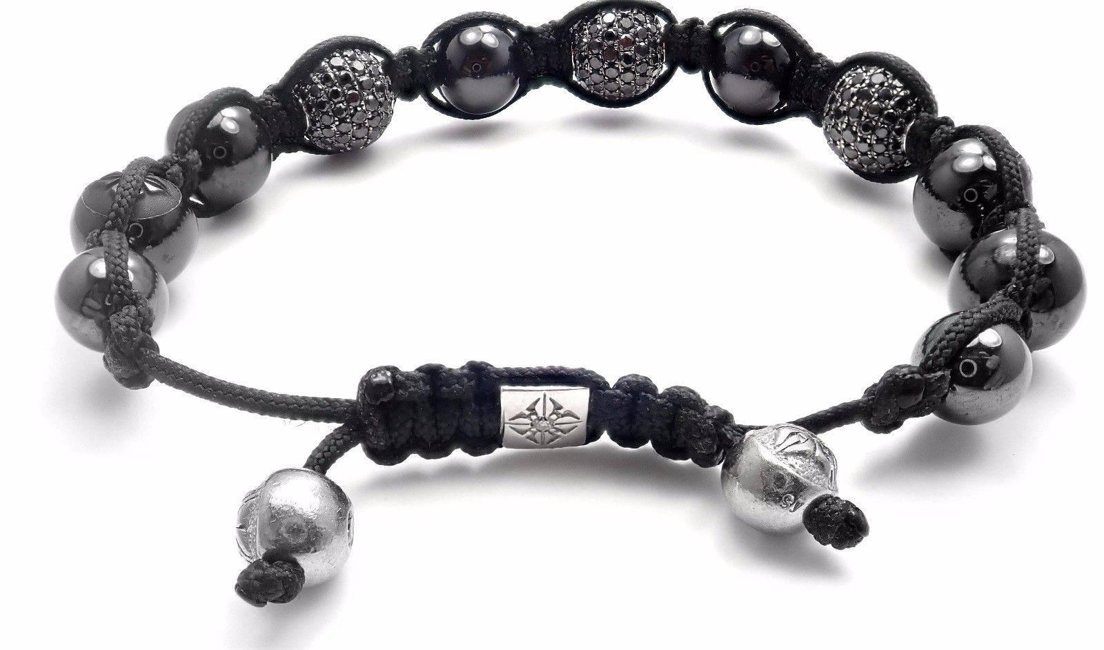 Shamballa Jewels Black Diamond Keramik-Makramee-Armband in Schwarz- und Weißgold 4