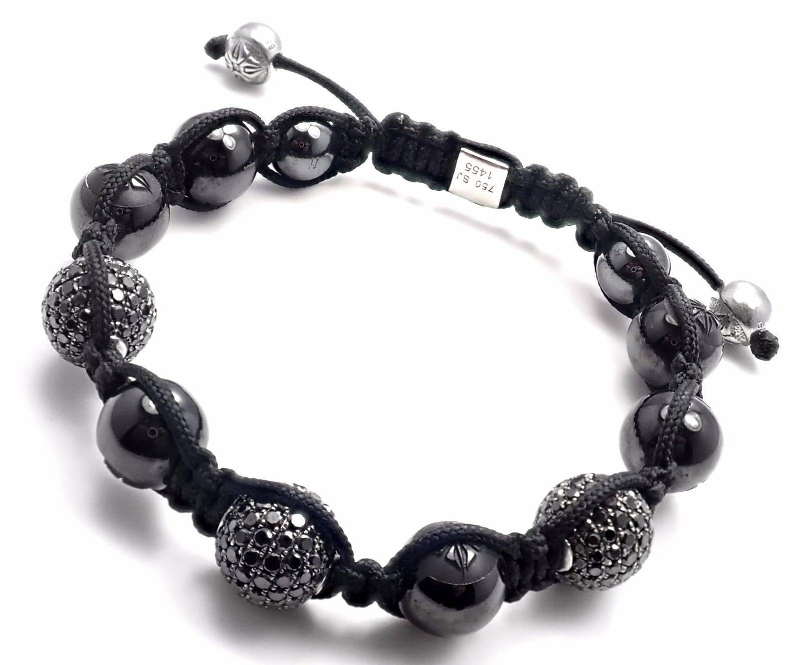 Shamballa Jewels Black Diamond Keramik-Makramee-Armband in Schwarz- und Weißgold 5