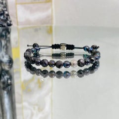 Shamballa Jewels Armband 18k Weißgold mit Opal & Saphir