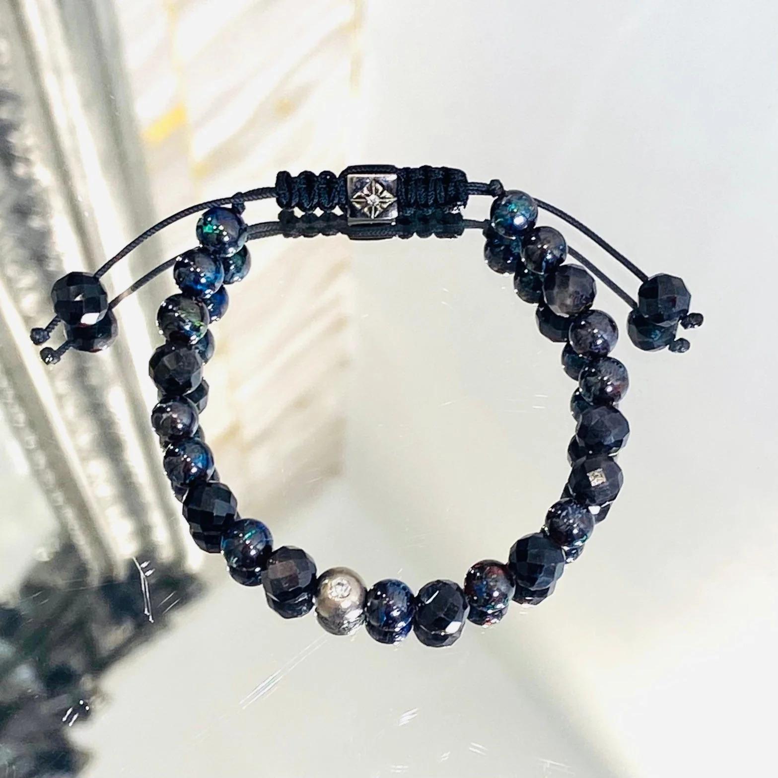 Brilliant Cut Shamballa Jewels Bracelet 18k White Gold with Opal & Sapphire