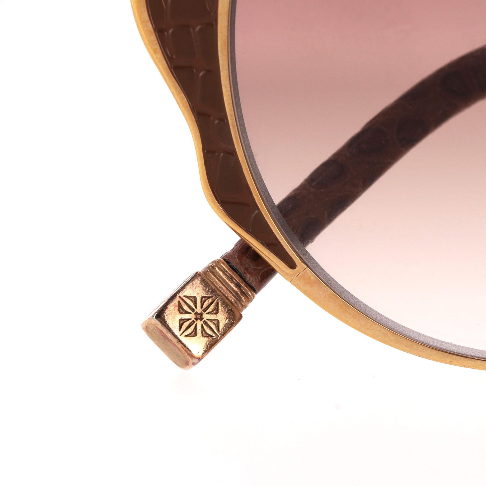 Donna Occhiali da sole Lotus della Collezione Jewell di Shamballa Ltd con finiture in pelle di serpente in vendita