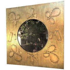 Shamrock Acid Etched Patinated Brass Mirror Felix De Boussy for Studio Belgali