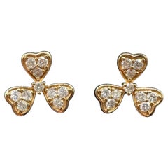 Shamrock Diamond Earrings 14K Yellow Gold 0.50ctw GH SI Push Backs