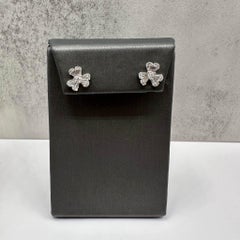 Shamrock Diamond Earrings 18K White Gold 0.62ctw Silicone Backs