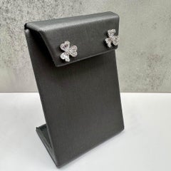 Shamrock Diamond Earrings in 18kt White Gold - 0.62ctw Diamonds, Silicone Backs