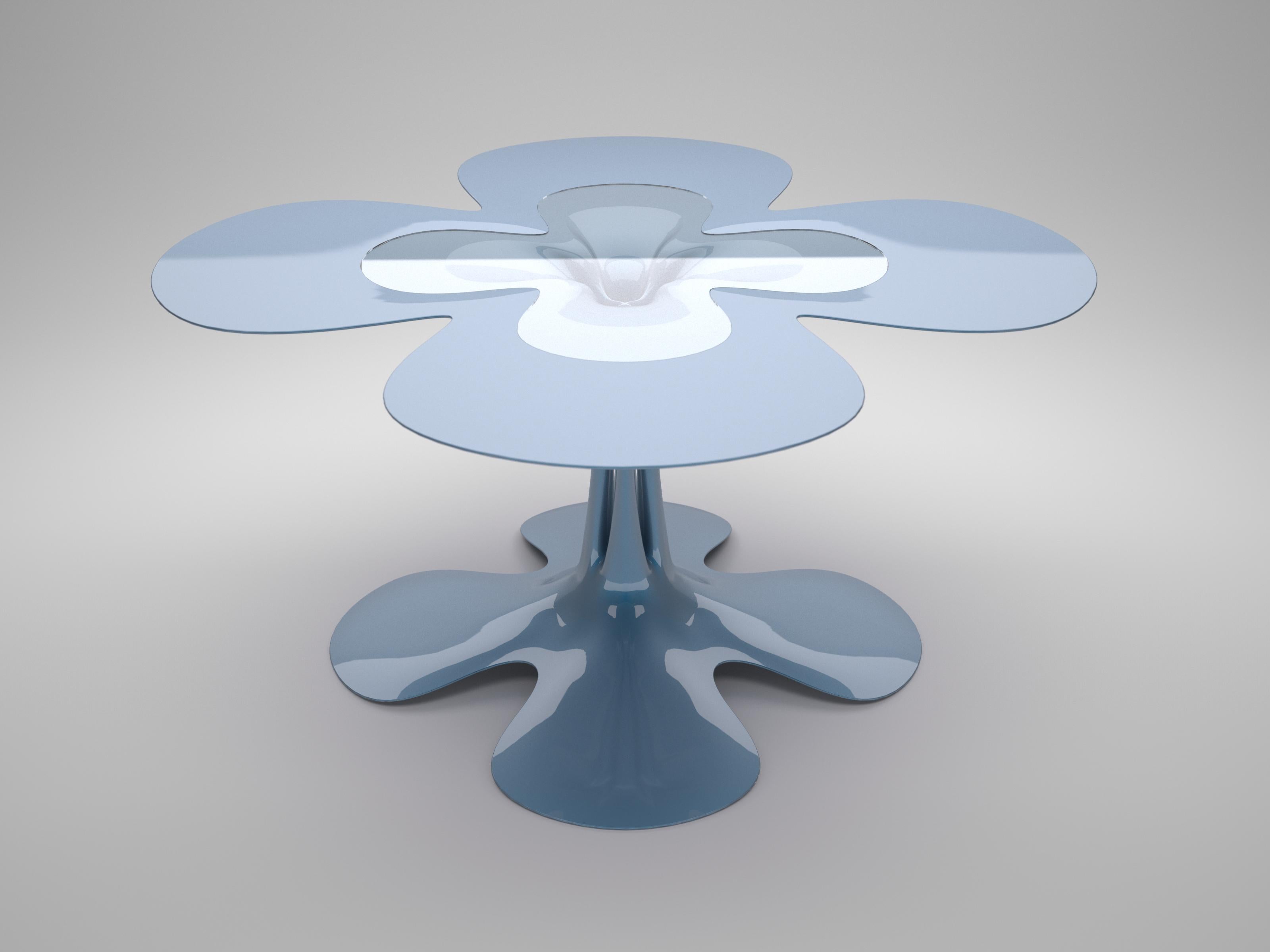 Shamrock Table by Philipp Aduatz
Limited Edition of 18
Dimensions: D 61 x W 61 x H 46 cm
Materials: Glass fiber reinforced polymer, glass.

The Shamrock Table by Philipp Aduatz is a further development of his Singularity Table. The shape of the