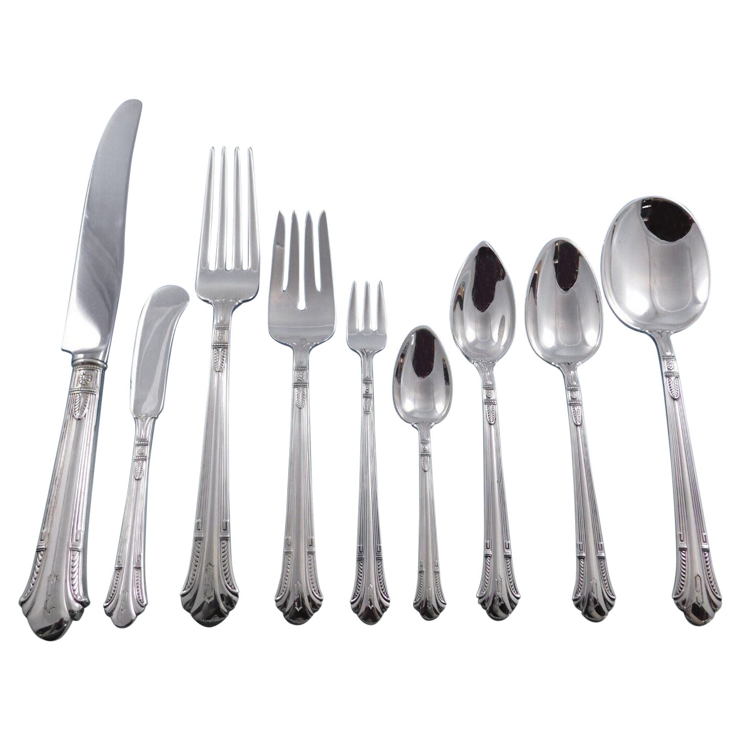 Service de couverts en argent sterling 108 pièces dîner G Mono Shamrock V par Gorham